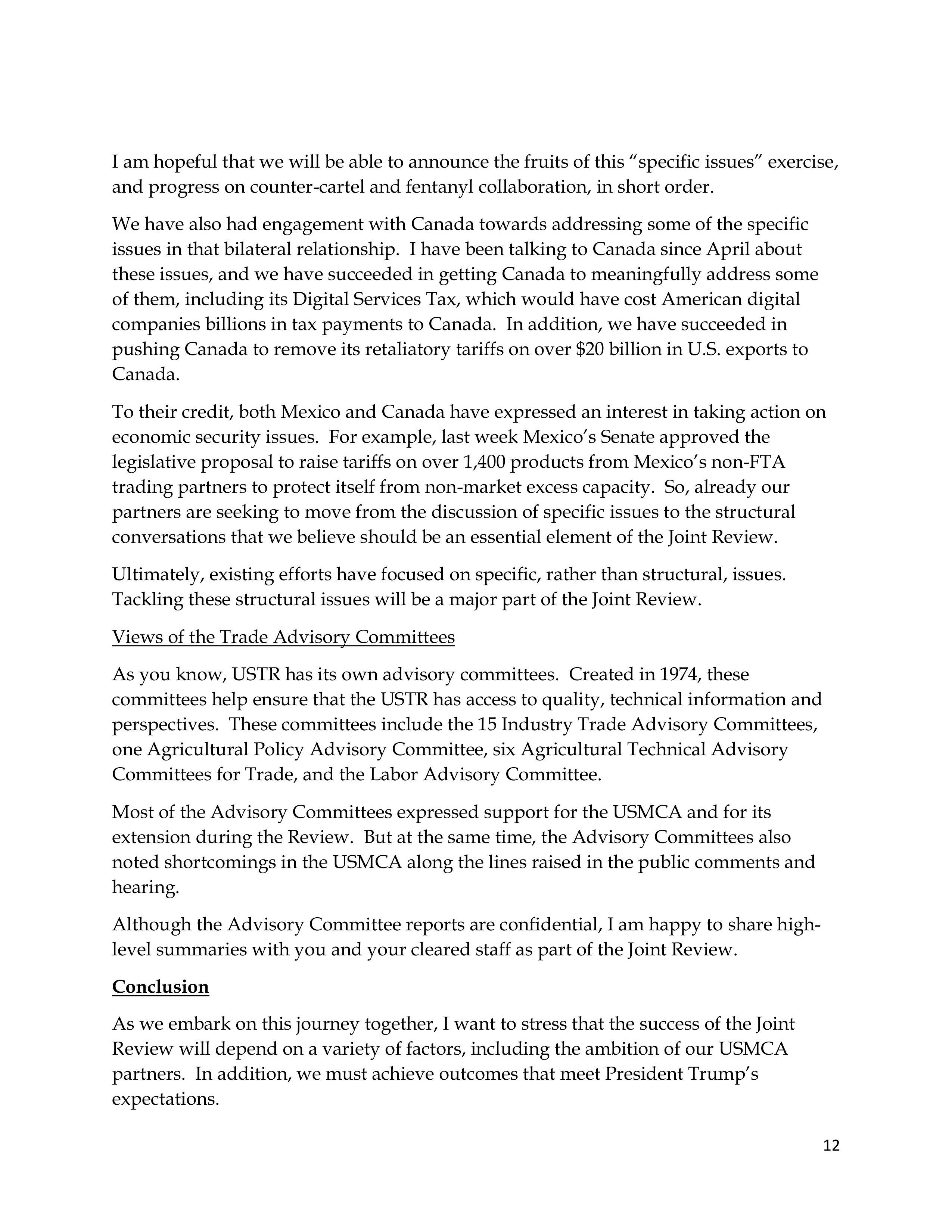 USMCA Congressional Opening Statement — page 12