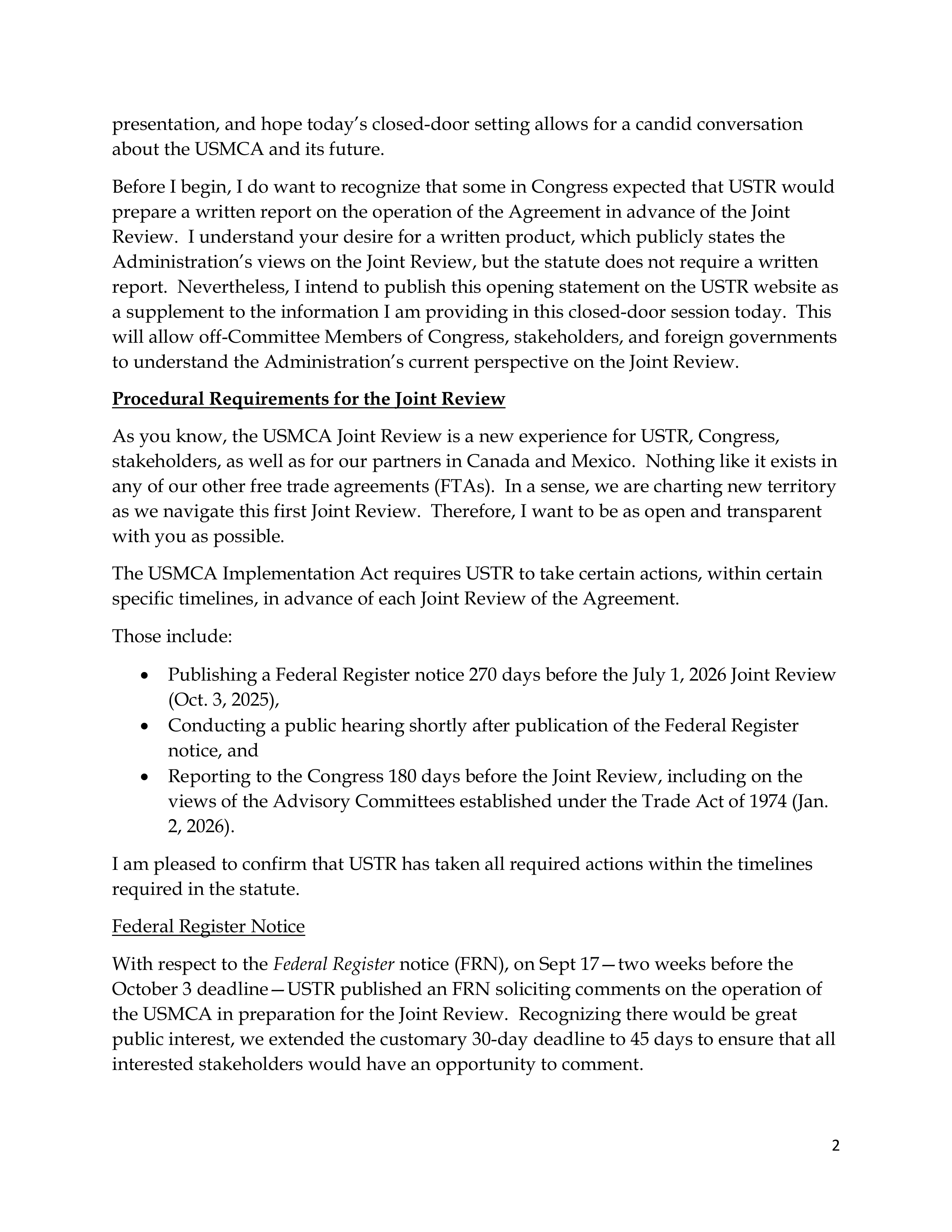 USMCA Congressional Opening Statement — page 2