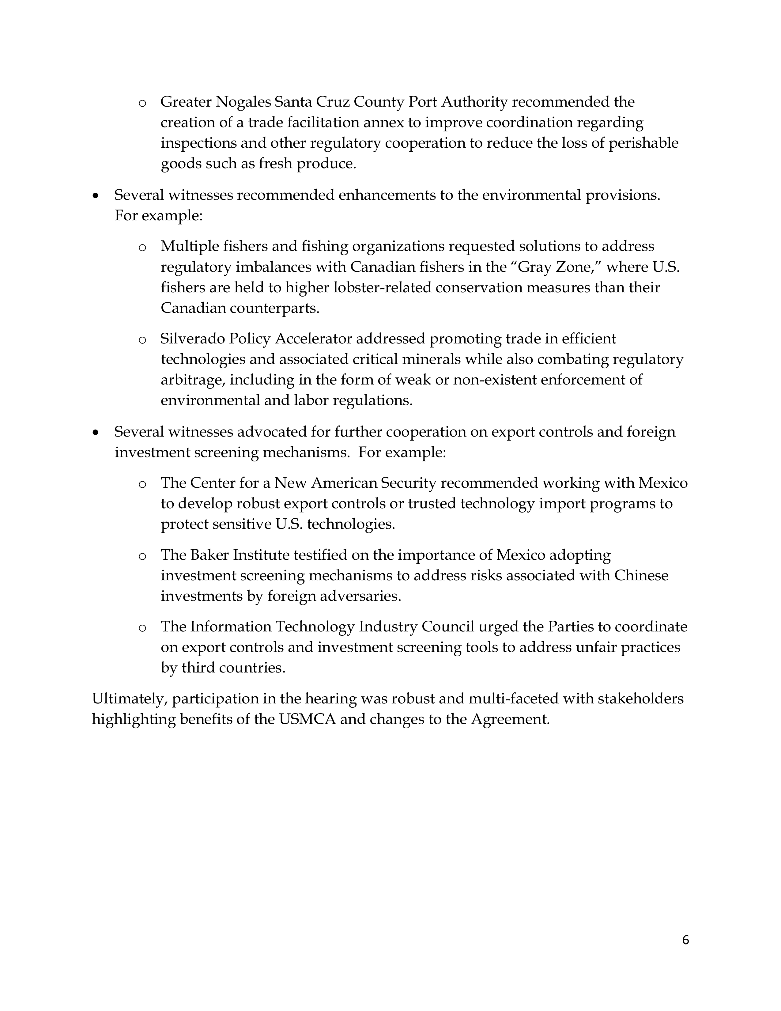 USMCA Congressional Opening Statement — page 6