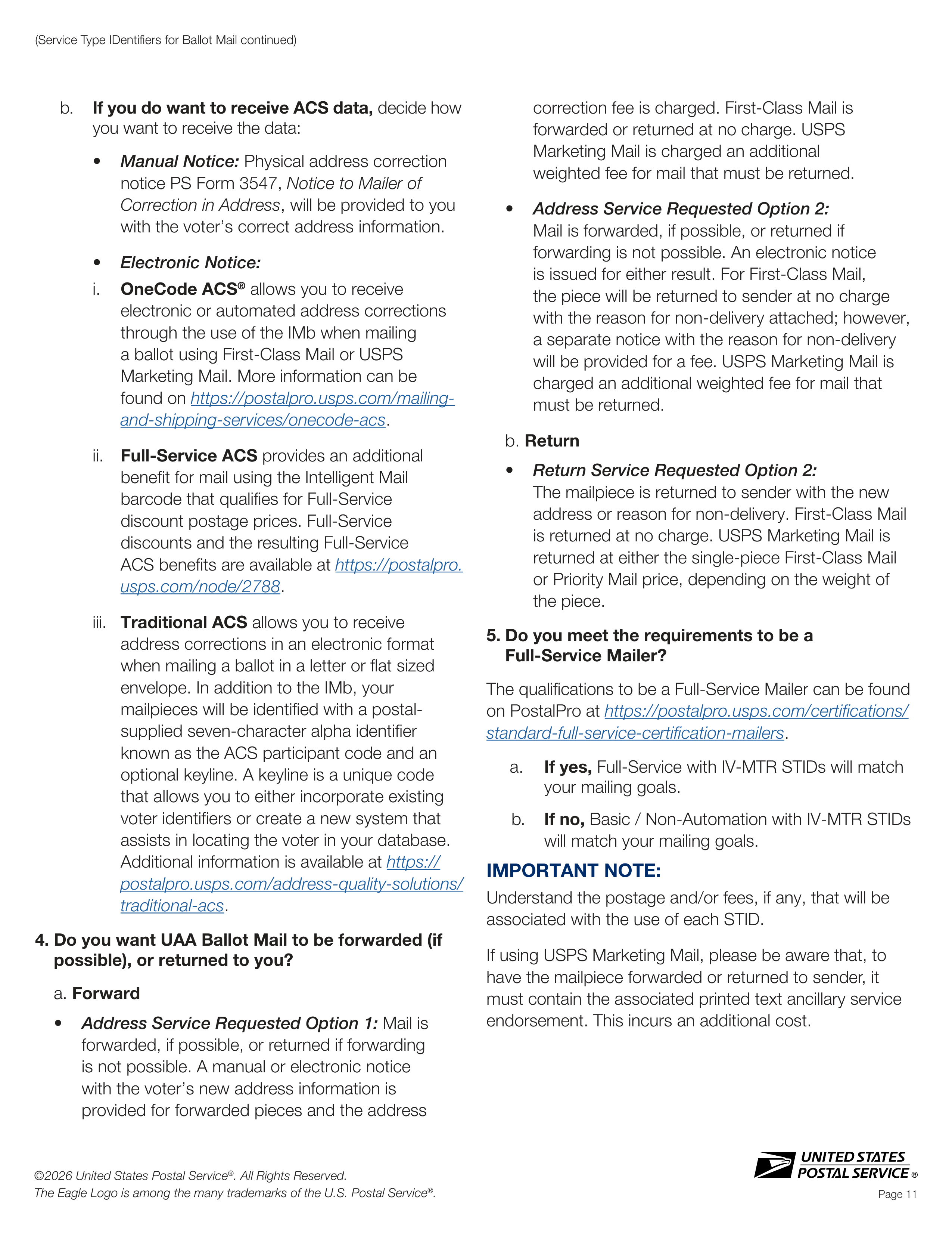 USPS 2026–2027 Official Election Mail Guide — page 11