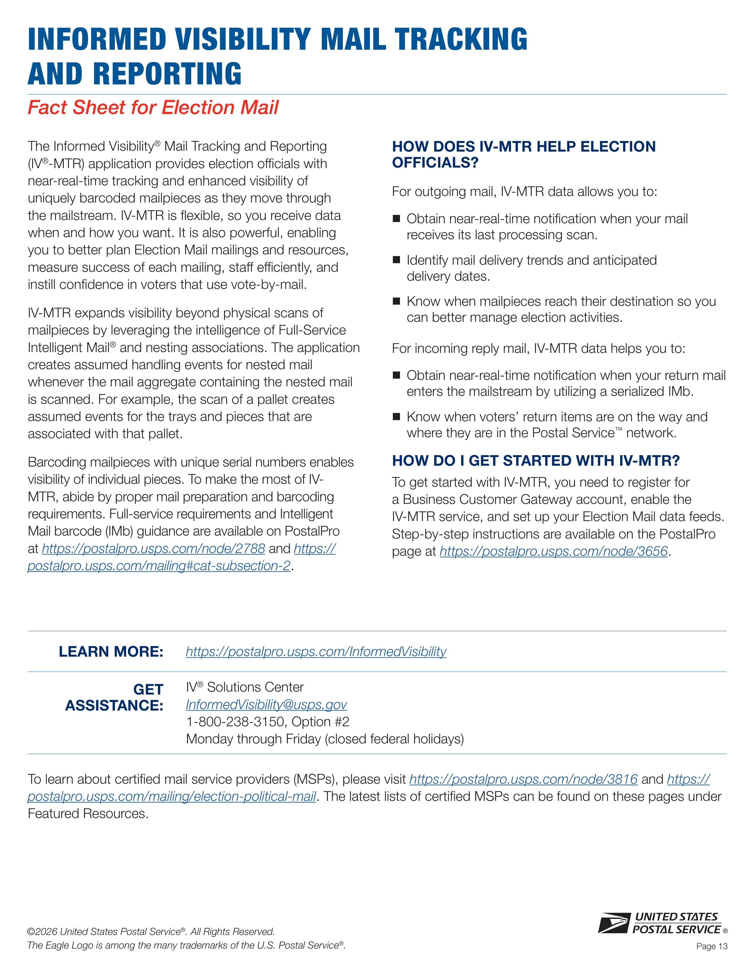 USPS 2026–2027 Official Election Mail Guide — page 13