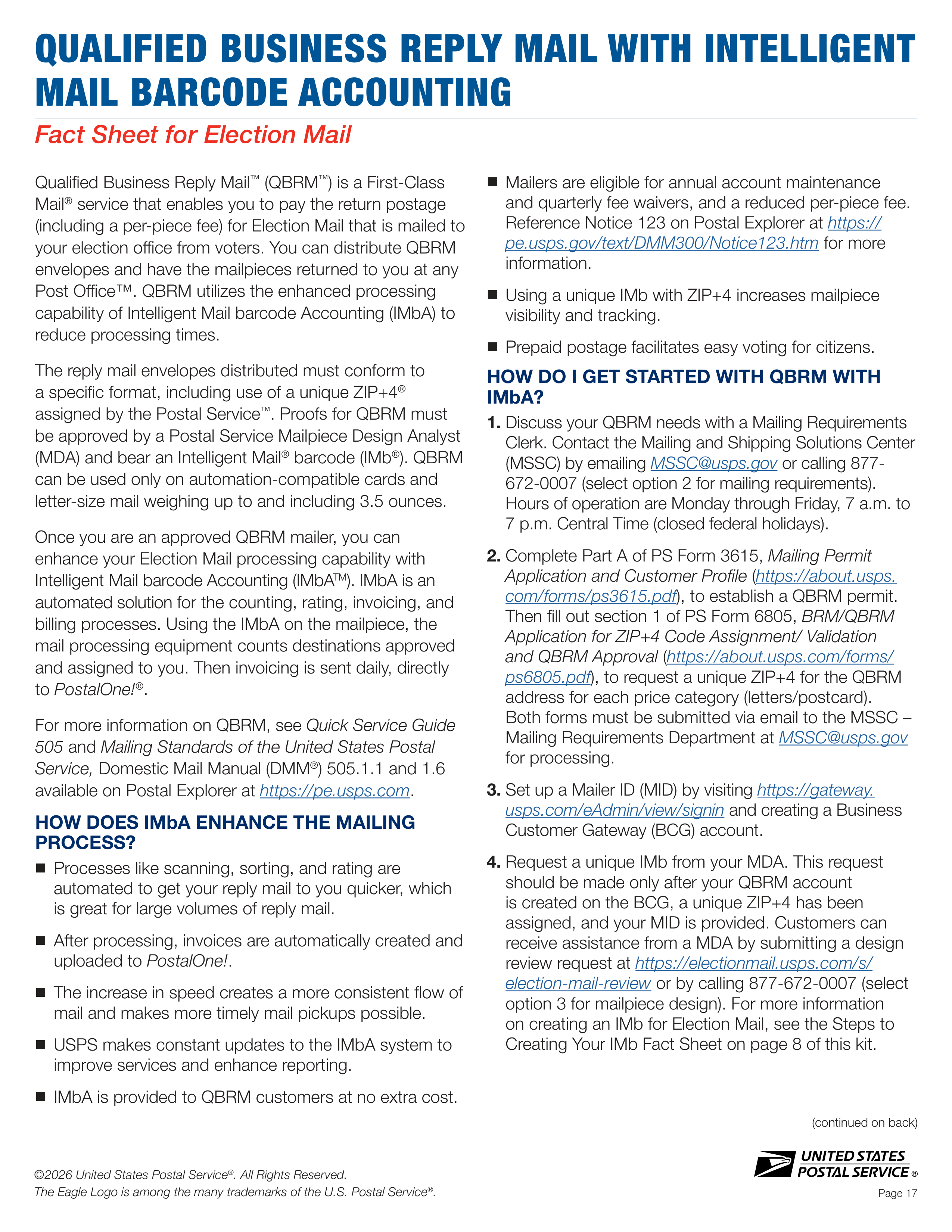 USPS 2026–2027 Official Election Mail Guide — page 17