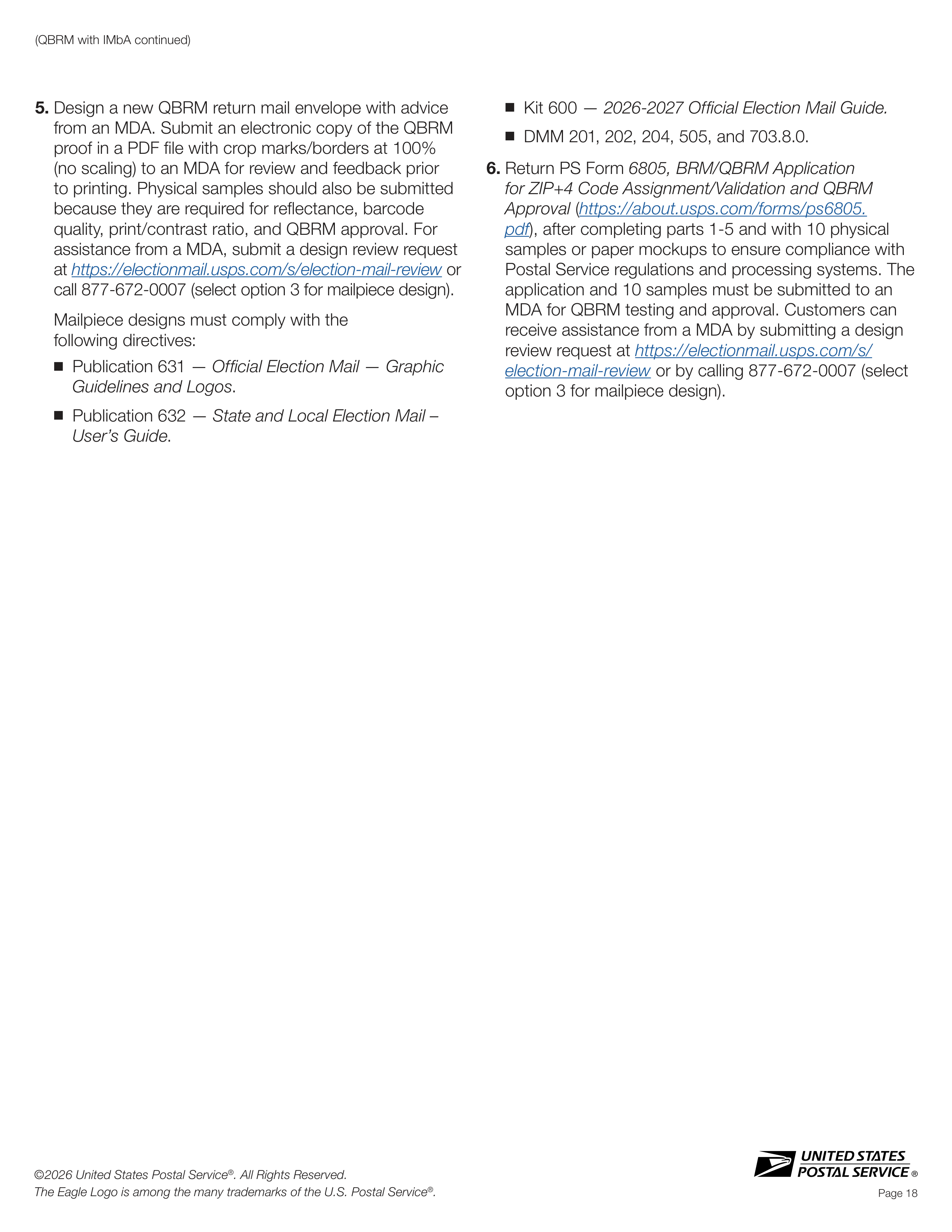 USPS 2026–2027 Official Election Mail Guide — page 18