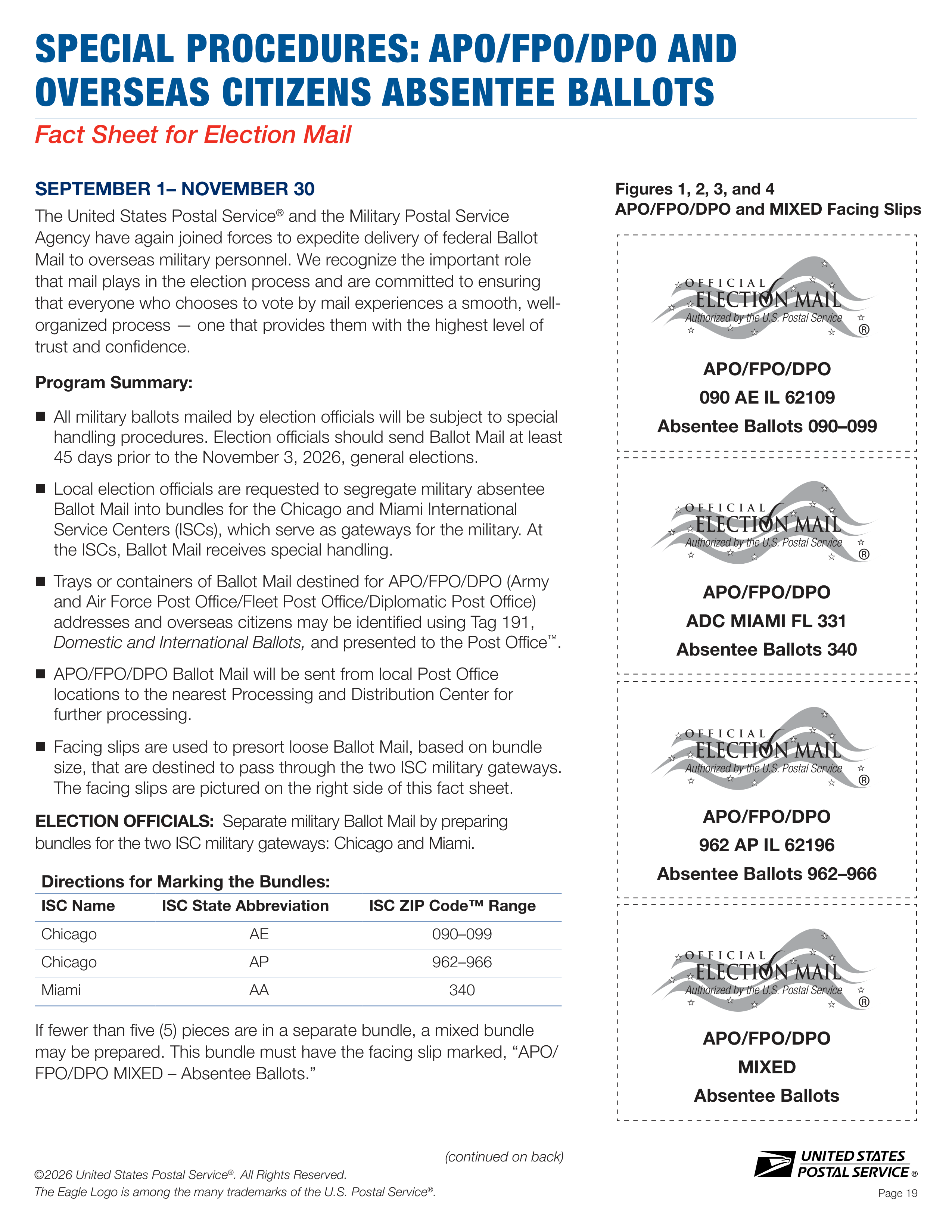 USPS 2026–2027 Official Election Mail Guide — page 19