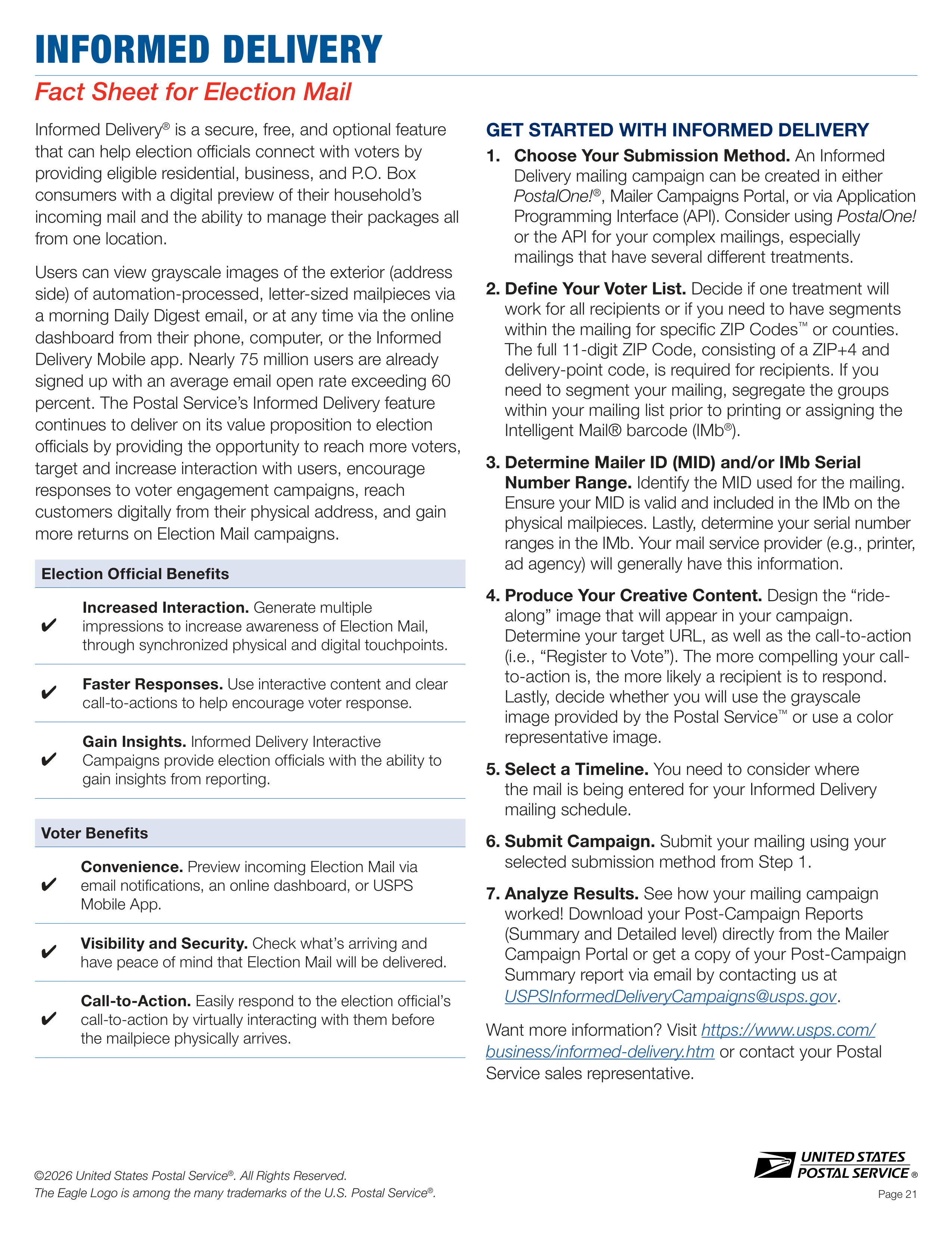 USPS 2026–2027 Official Election Mail Guide — page 21