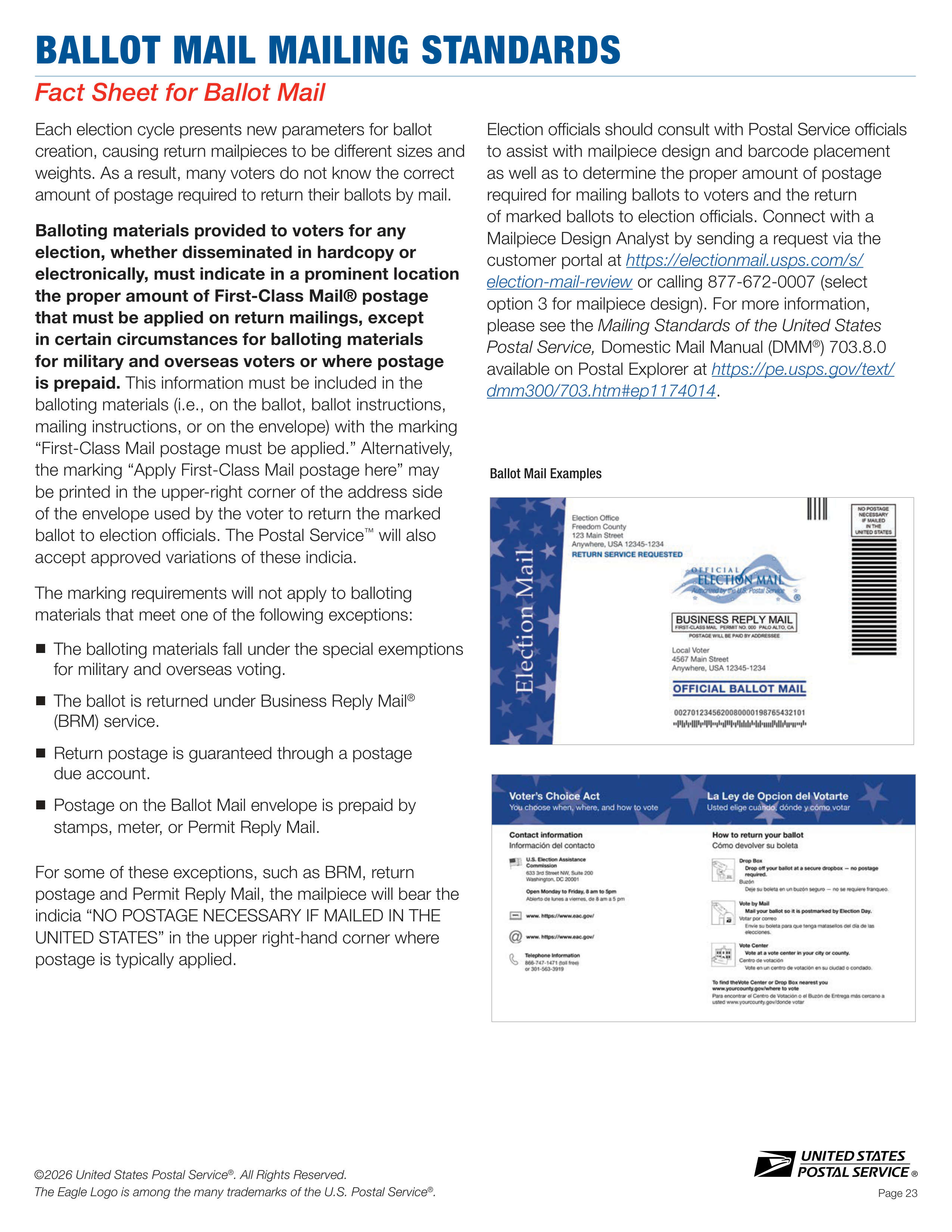 USPS 2026–2027 Official Election Mail Guide — page 23