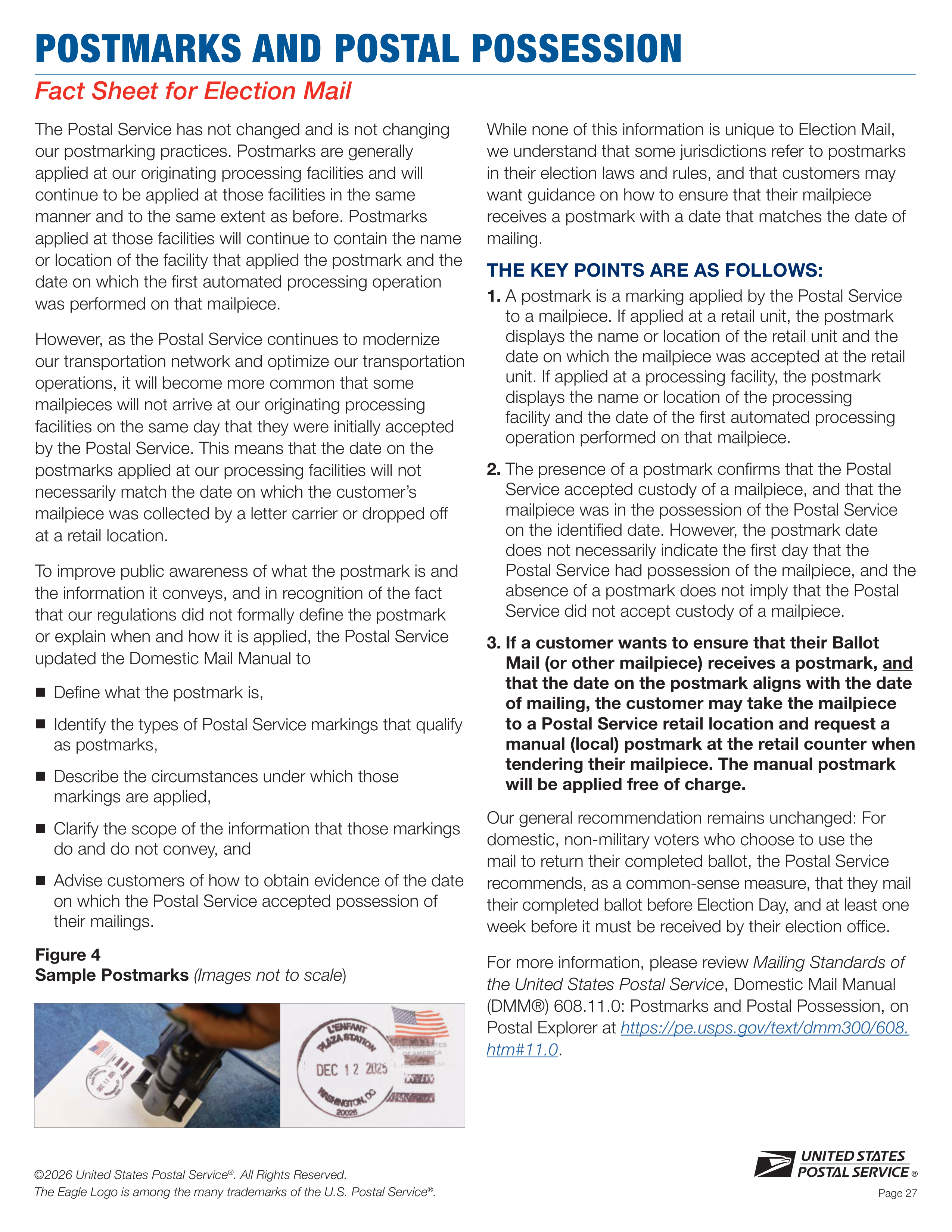 USPS 2026–2027 Official Election Mail Guide — page 27