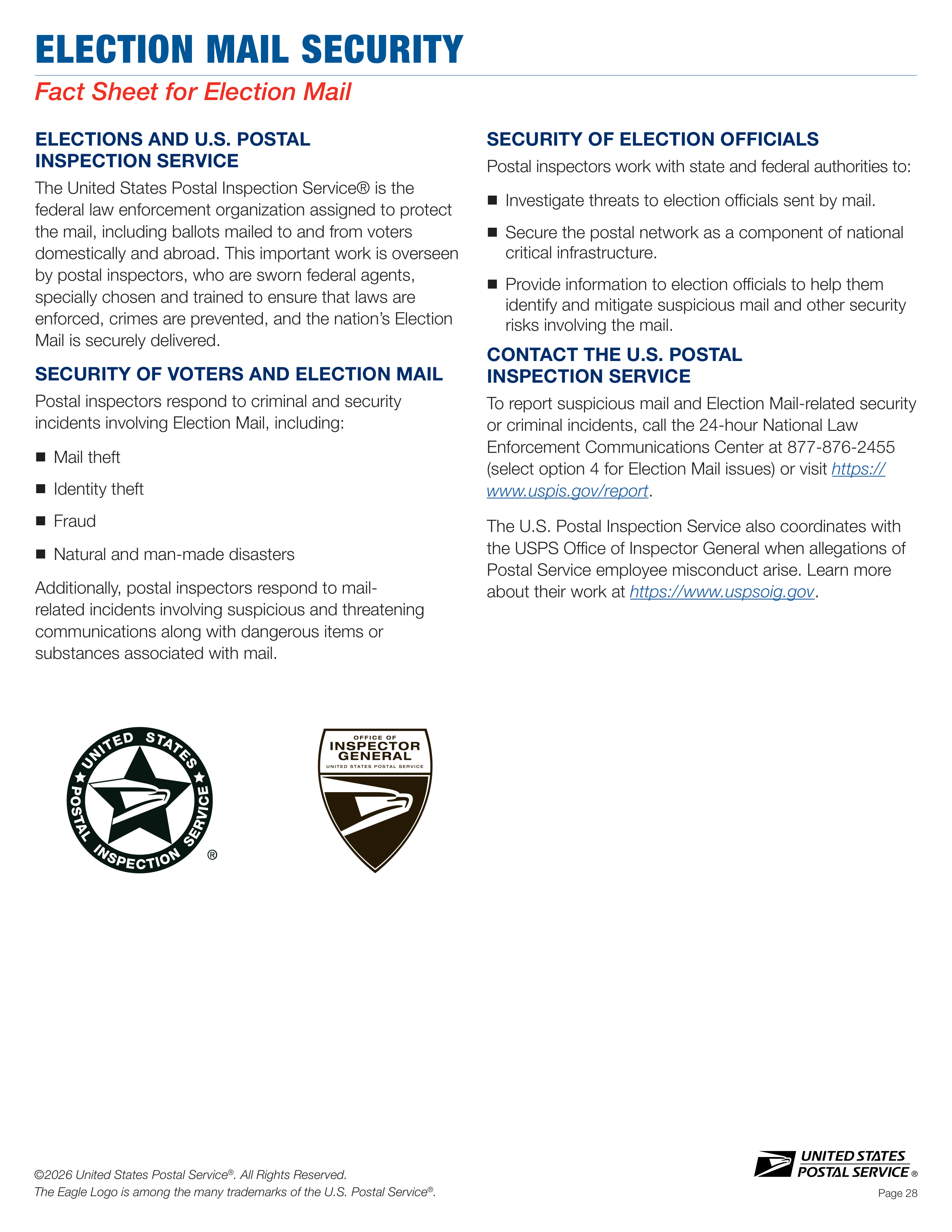 USPS 2026–2027 Official Election Mail Guide — page 28