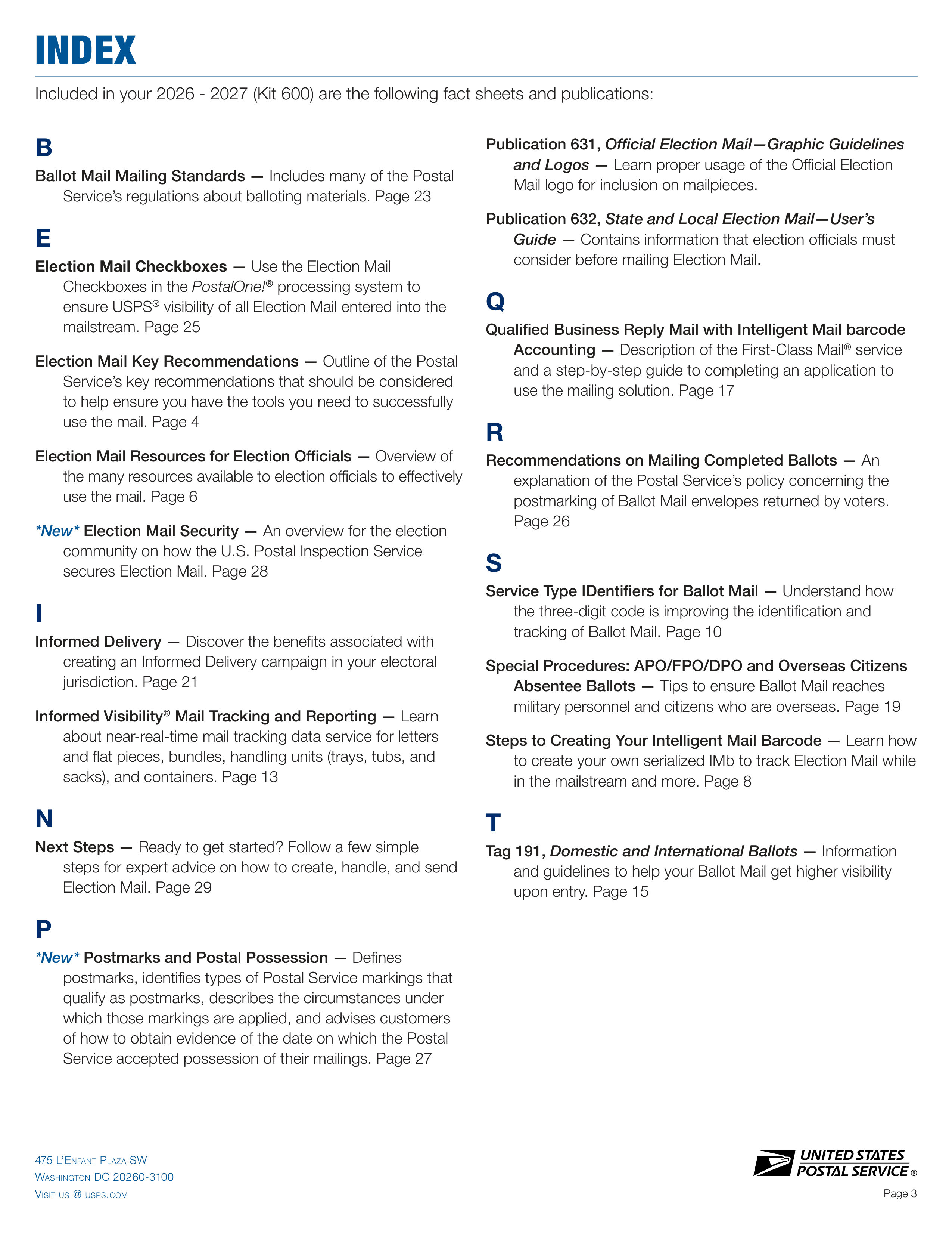 USPS 2026–2027 Official Election Mail Guide — page 3