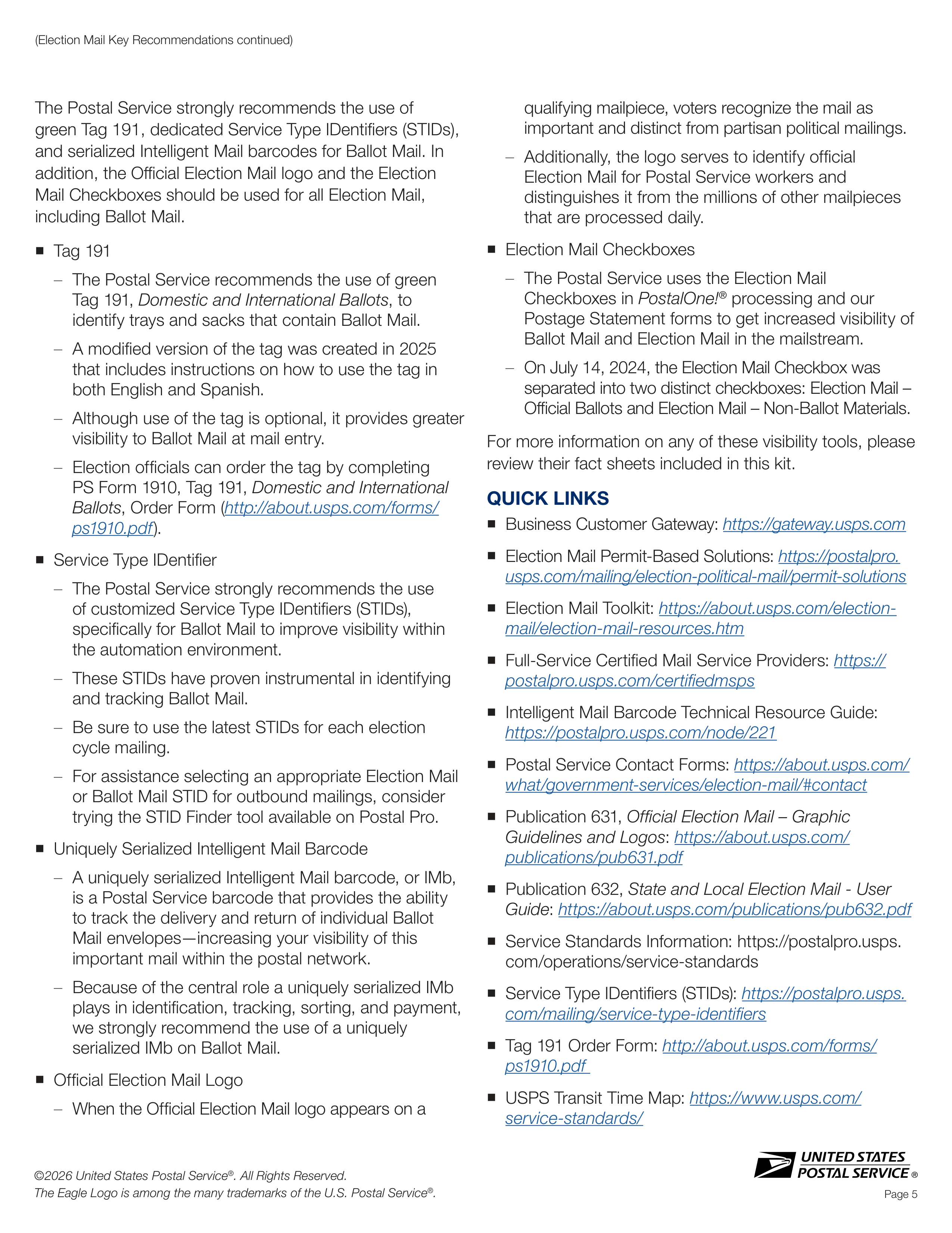 USPS 2026–2027 Official Election Mail Guide — page 5