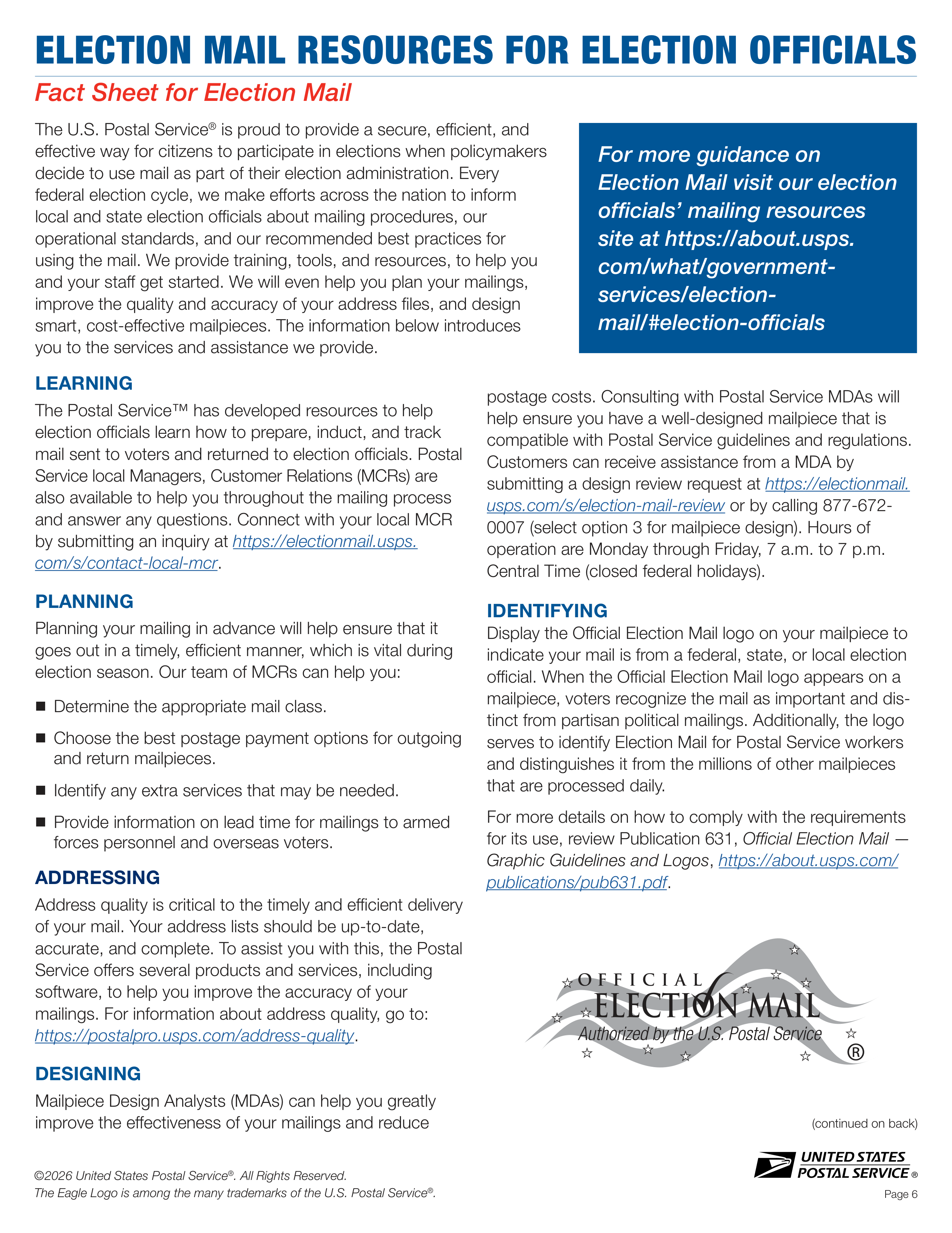 USPS 2026–2027 Official Election Mail Guide — page 6