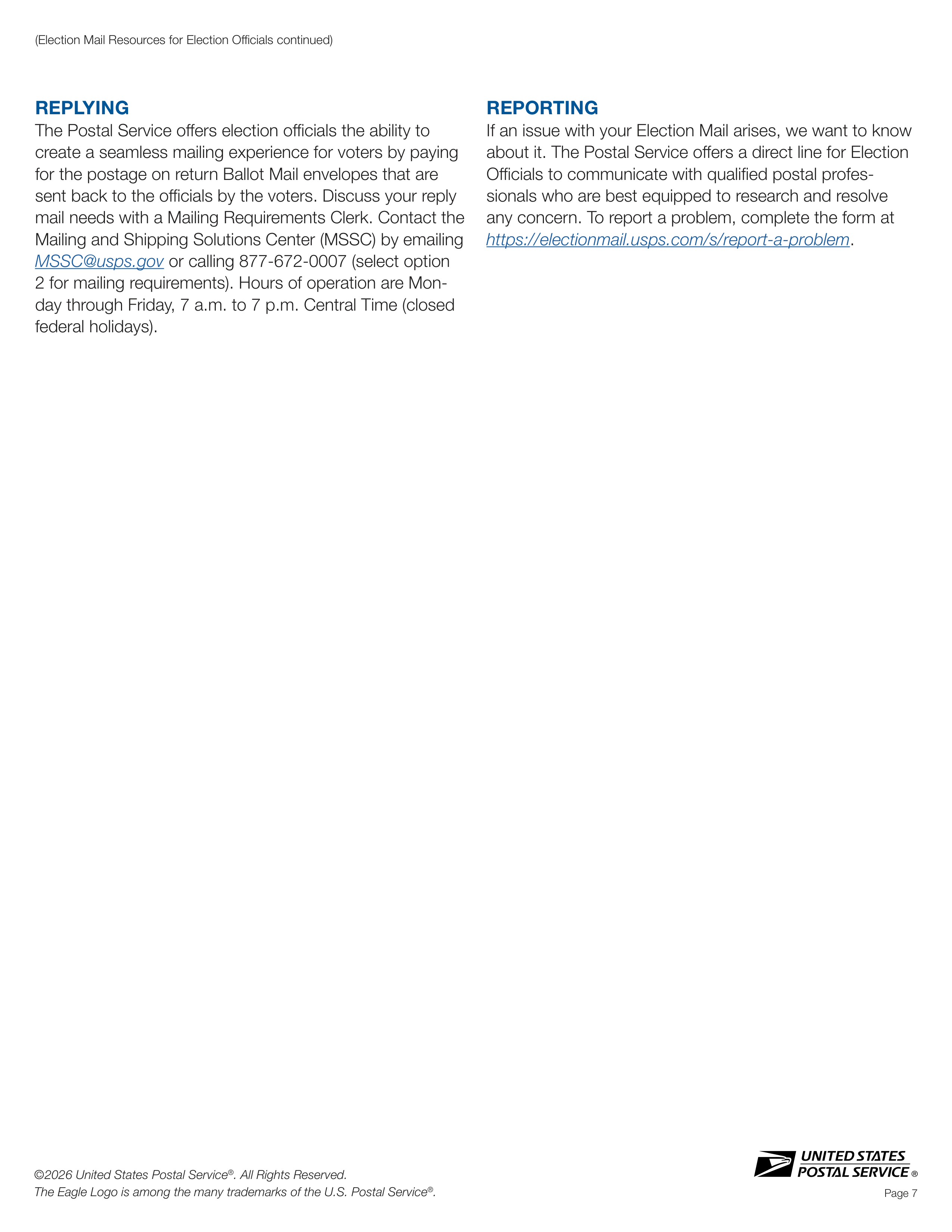 USPS 2026–2027 Official Election Mail Guide — page 7
