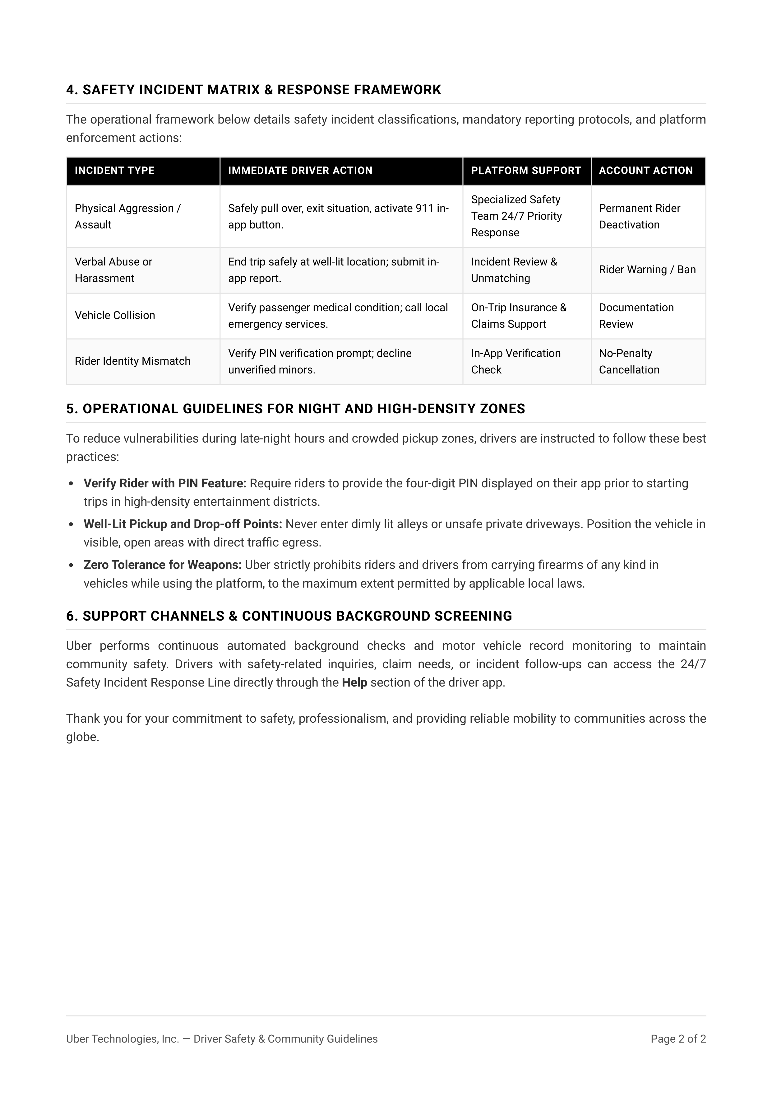 Uber Driver Safety Memo — page 2