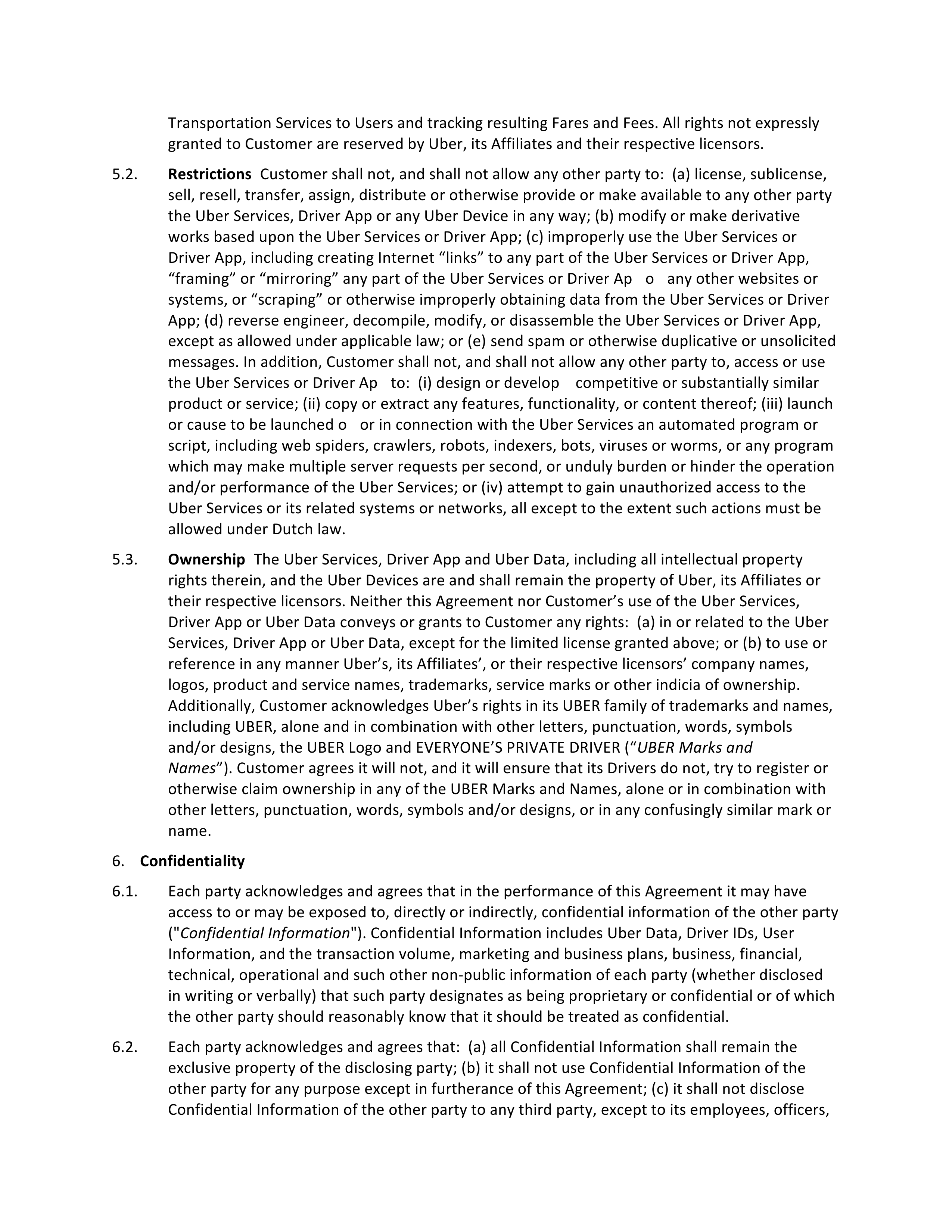 Uber Driver Services Agreement — page 10