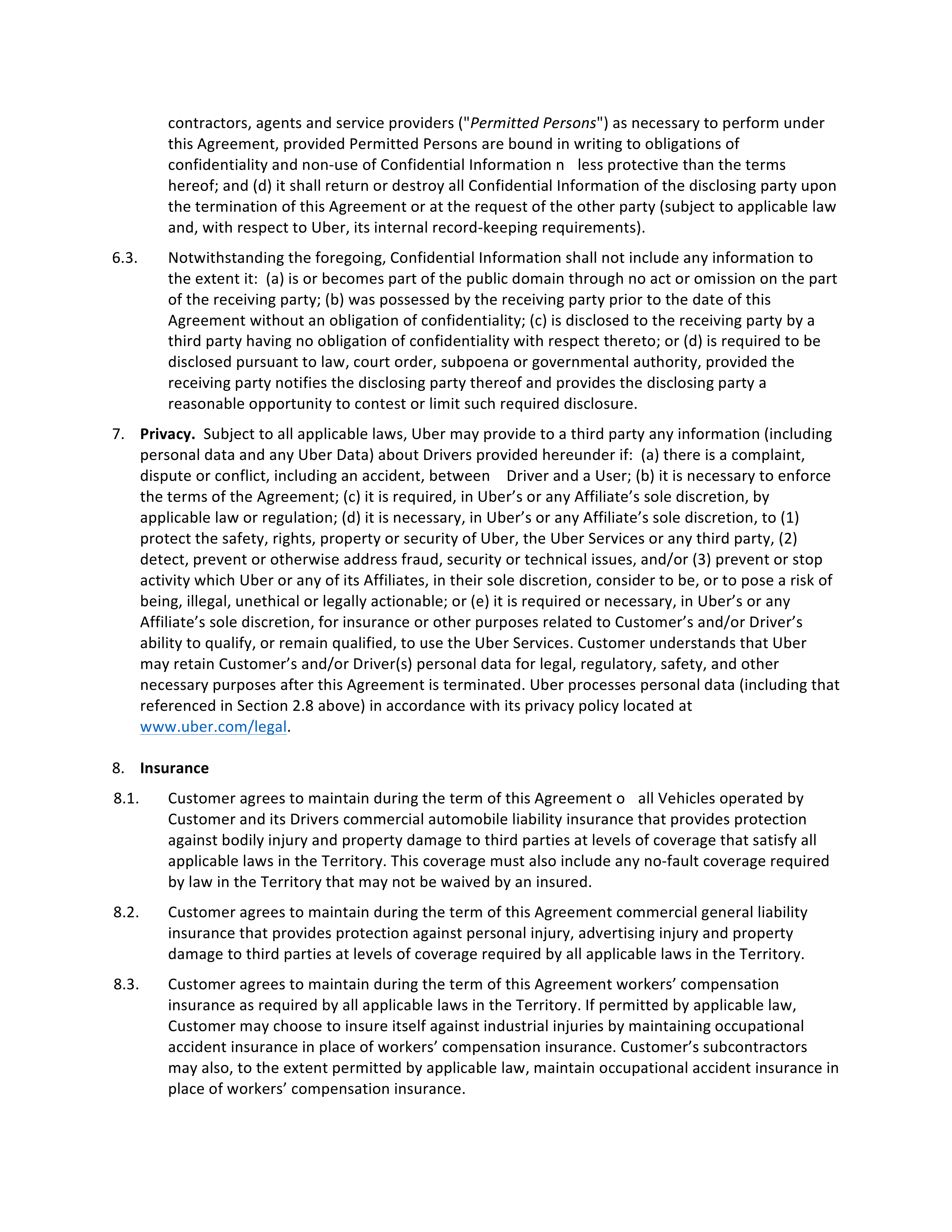 Uber Driver Services Agreement — page 11