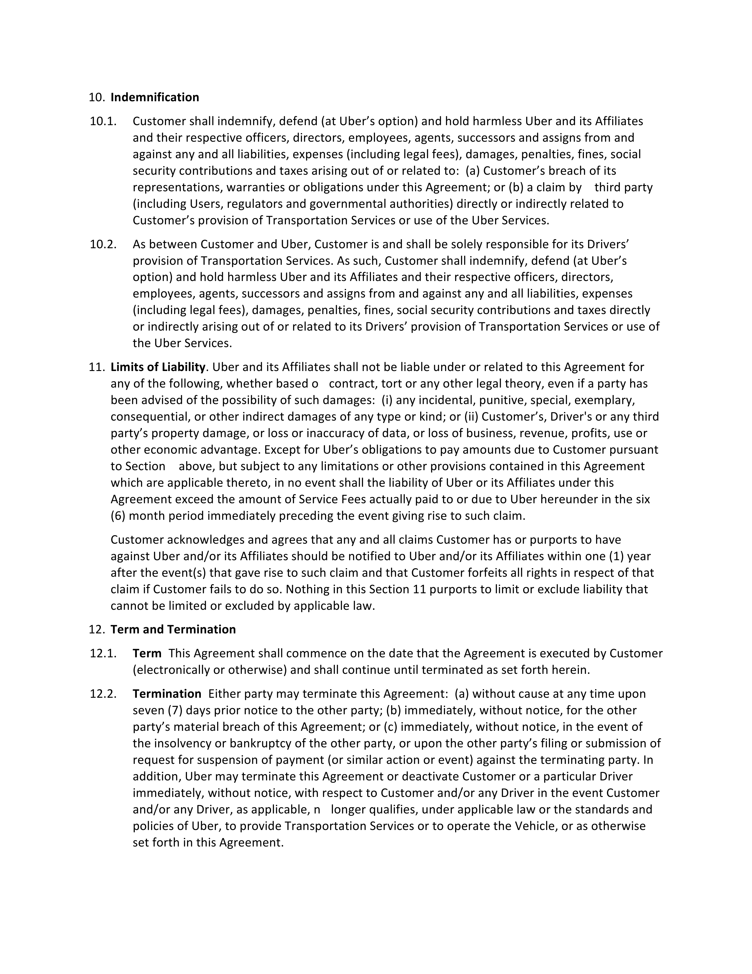 Uber Driver Services Agreement — page 13