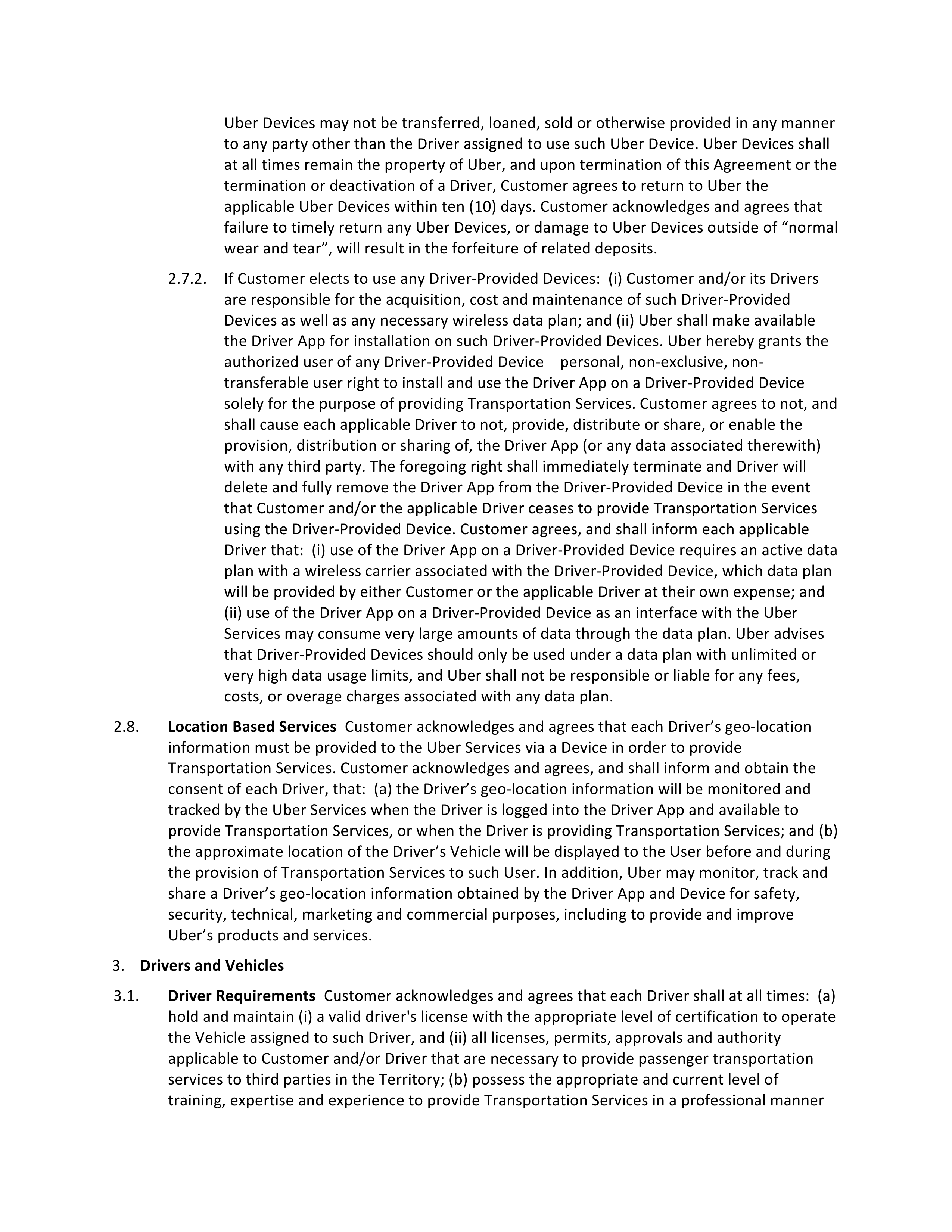 Uber Driver Services Agreement — page 6