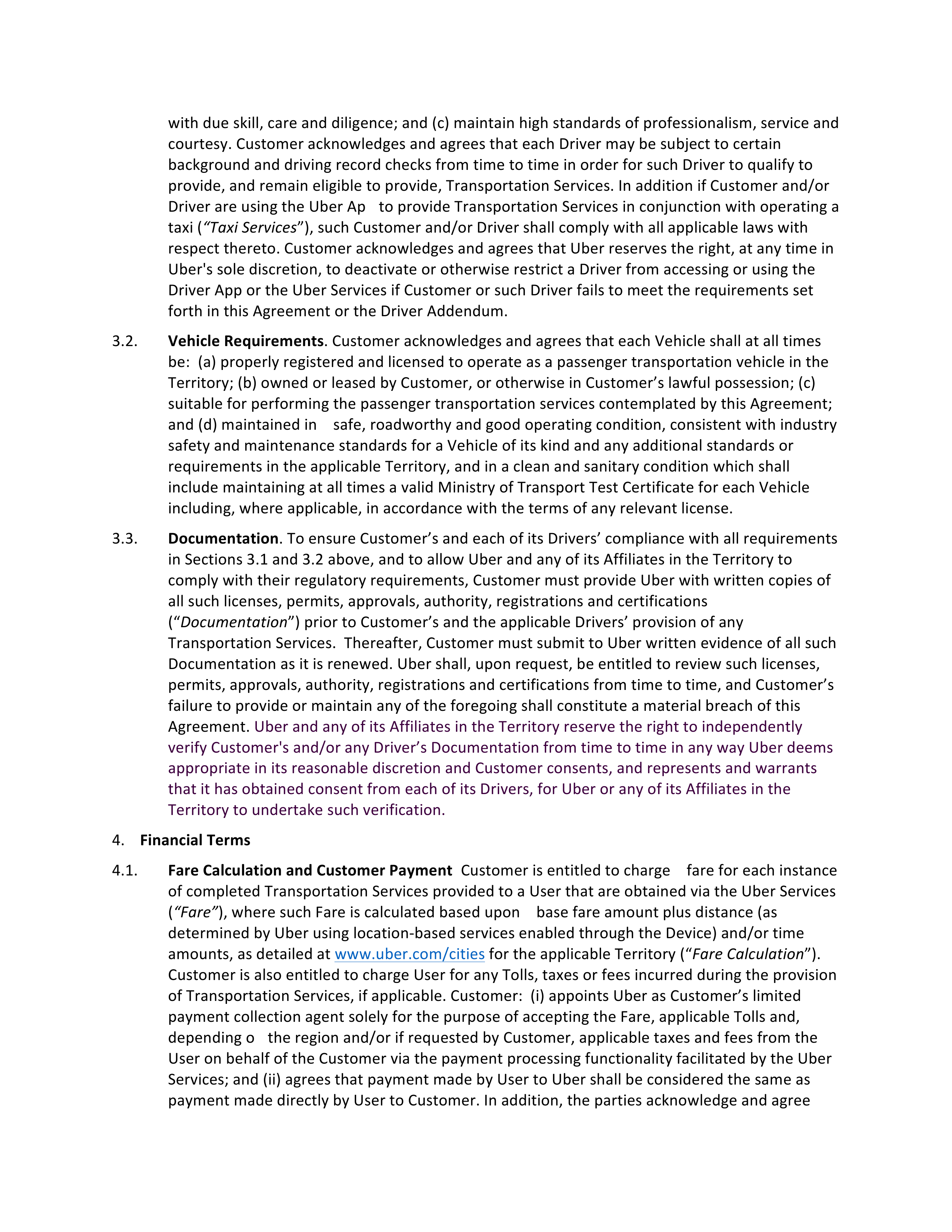 Uber Driver Services Agreement — page 7