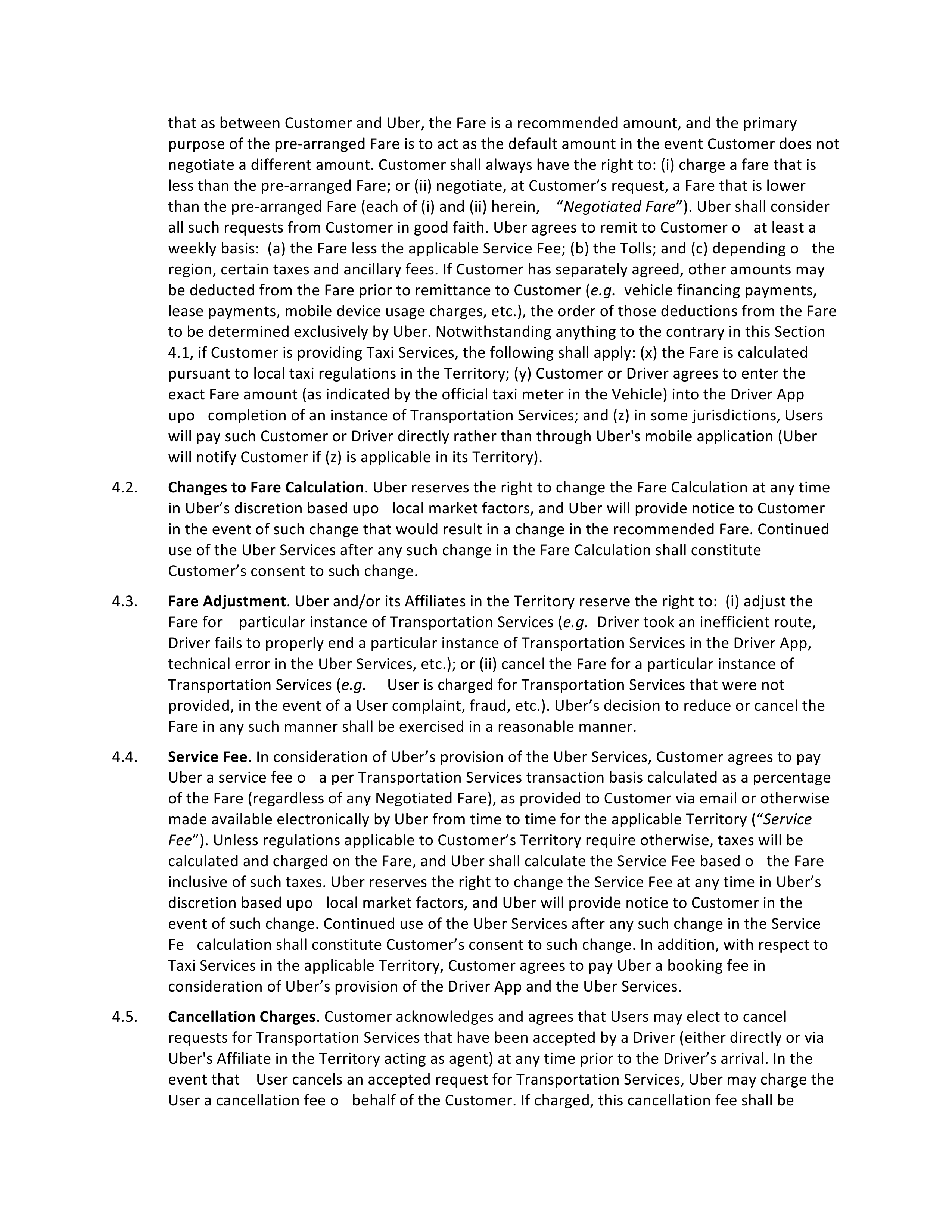 Uber Driver Services Agreement — page 8