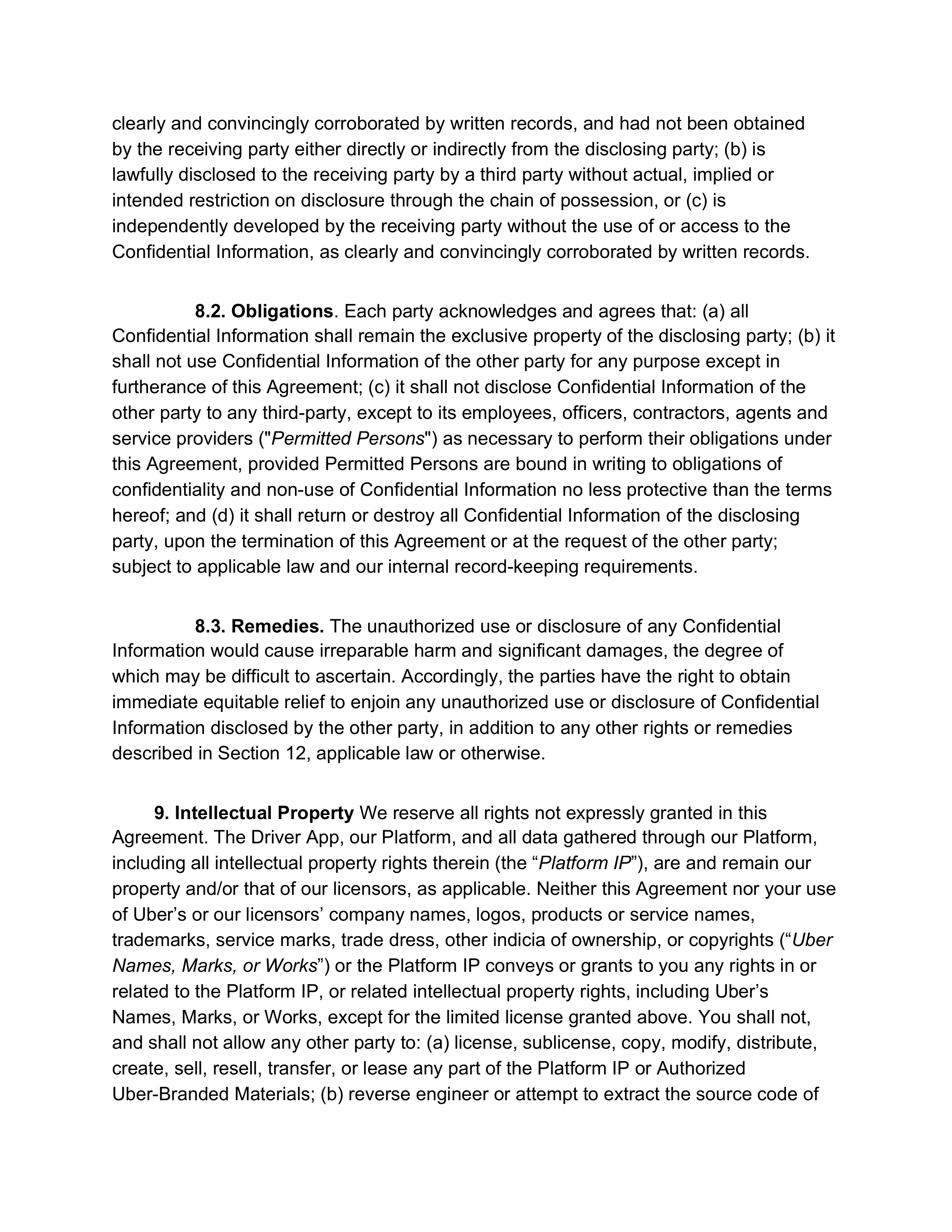Uber Platform Access Agreement — page 12