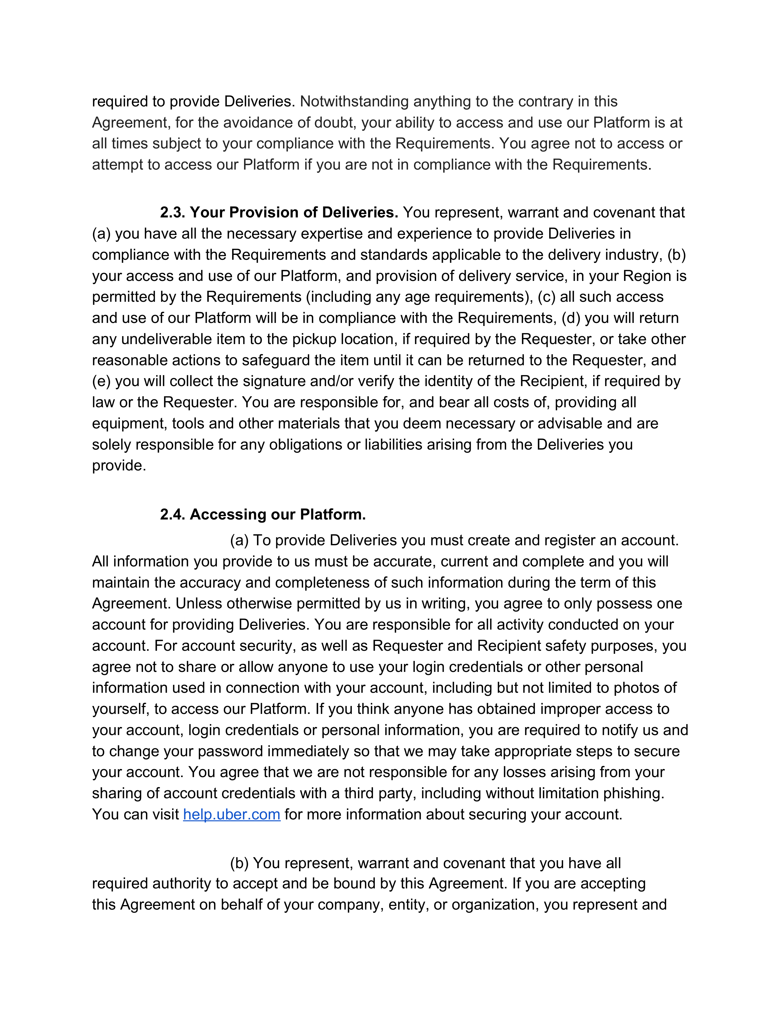 Uber Platform Access Agreement — page 3