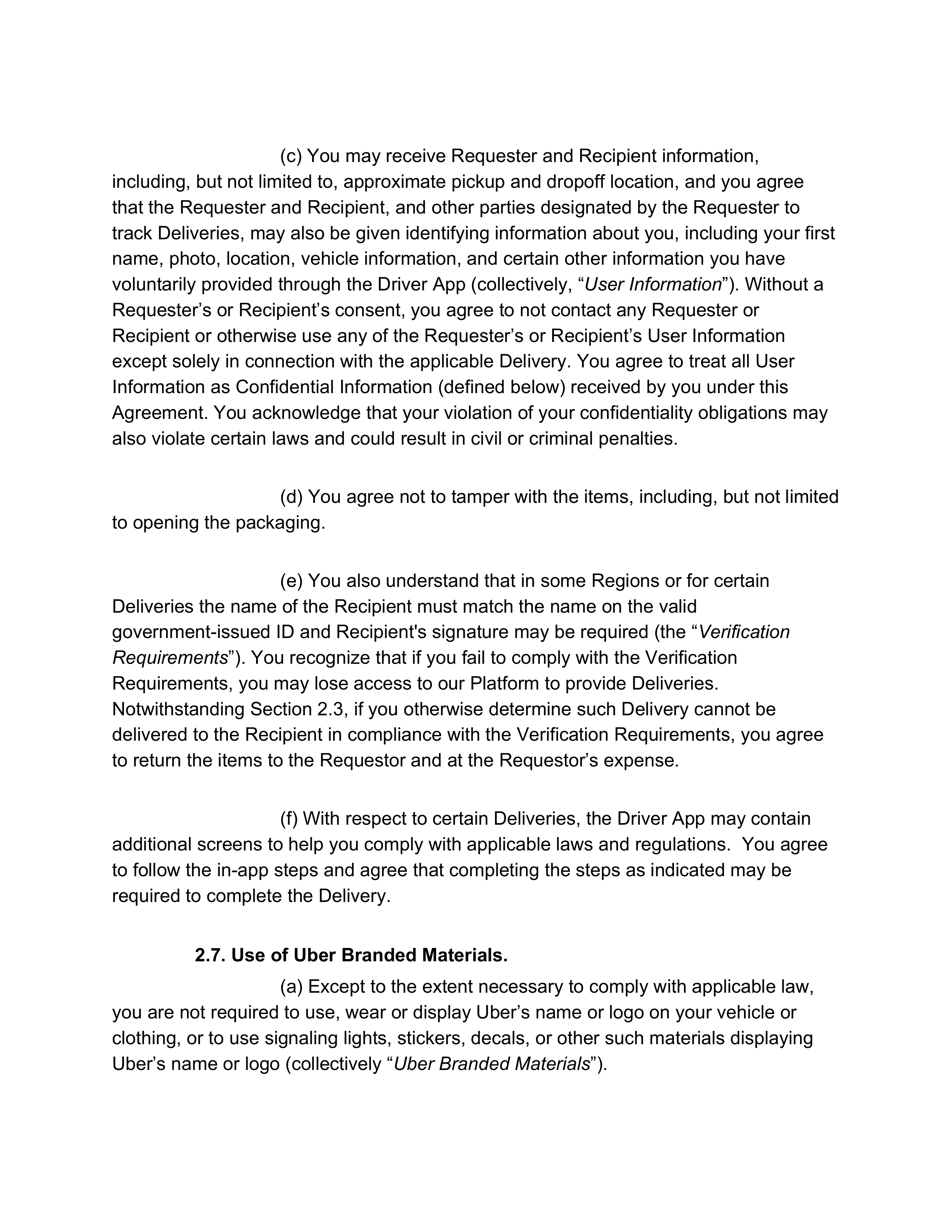 Uber Platform Access Agreement — page 5