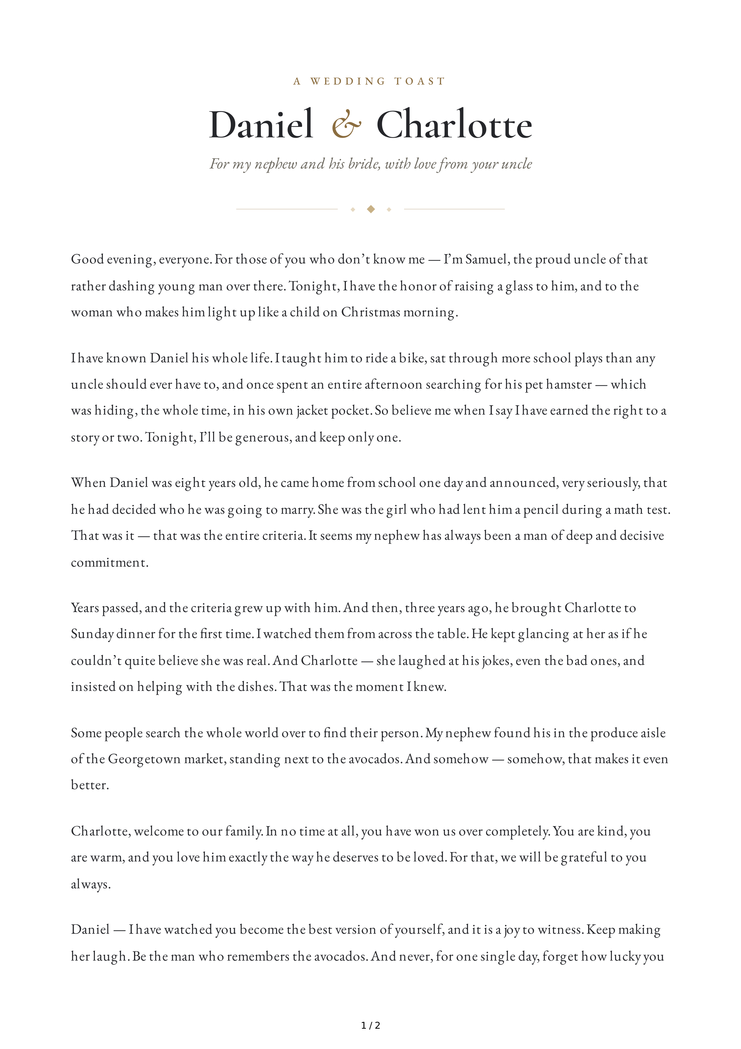 Uncle Wedding Toast — page 1