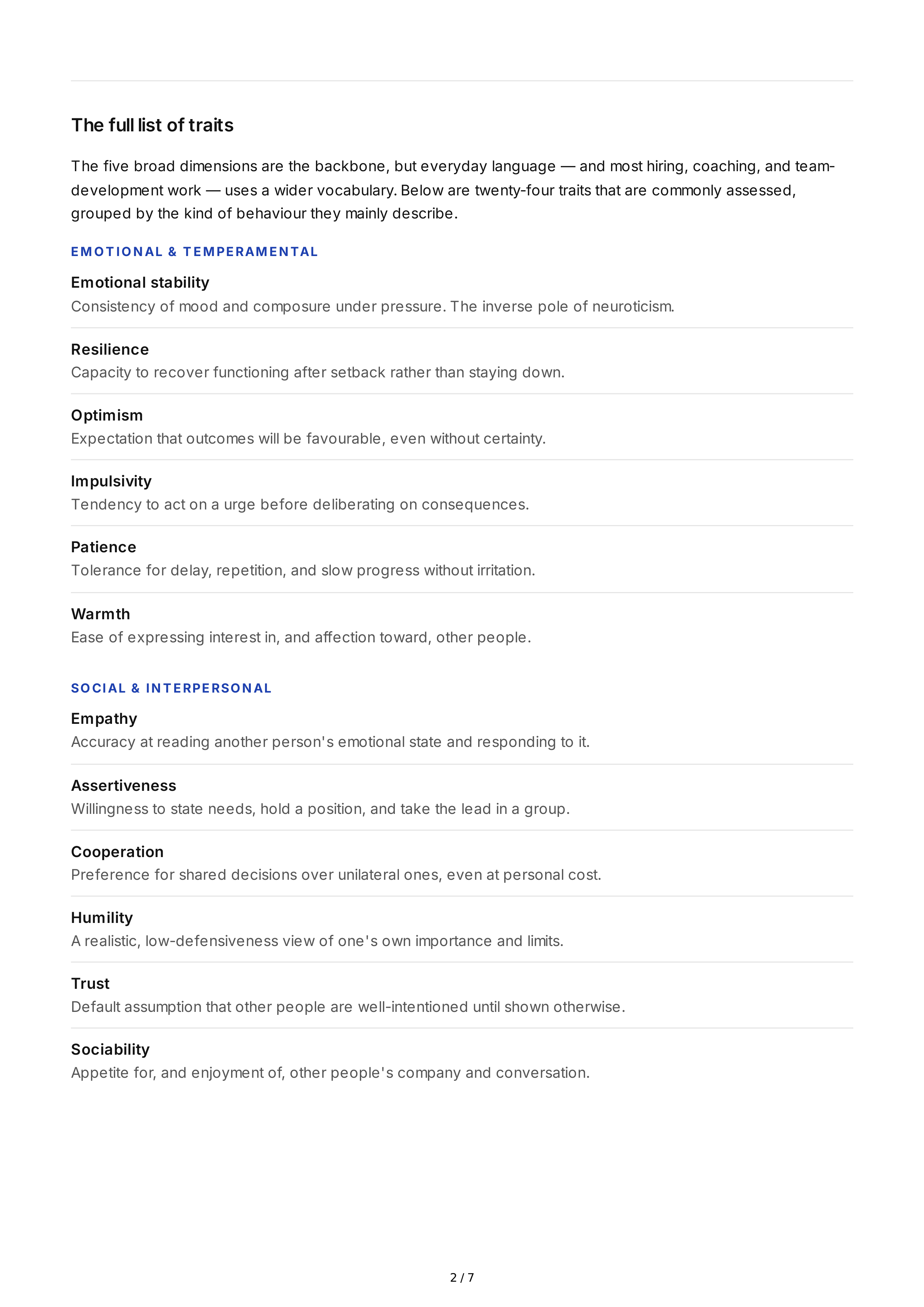 Understanding Personality Traits — page 2