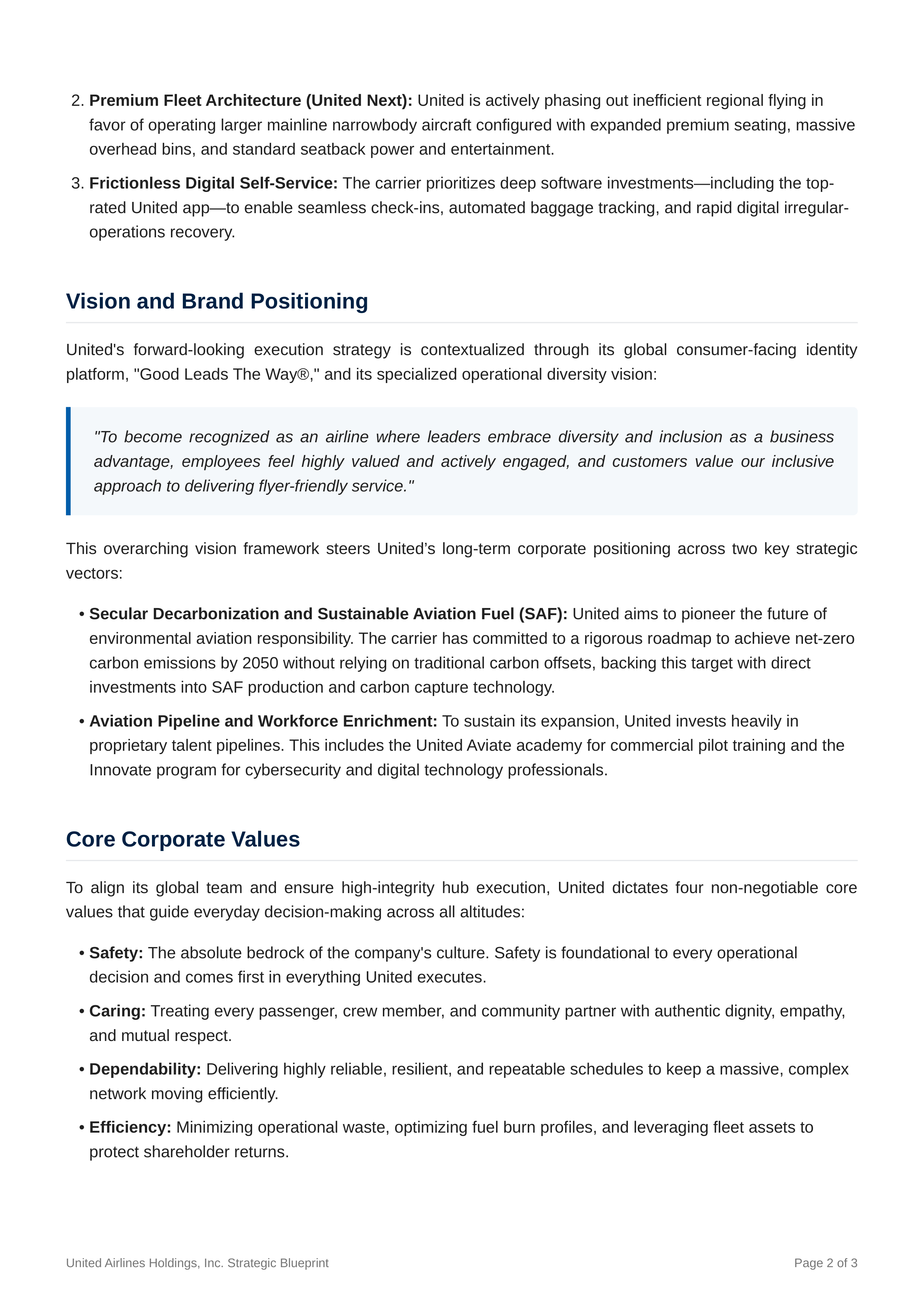 United Airlines Mission Statement — page 2