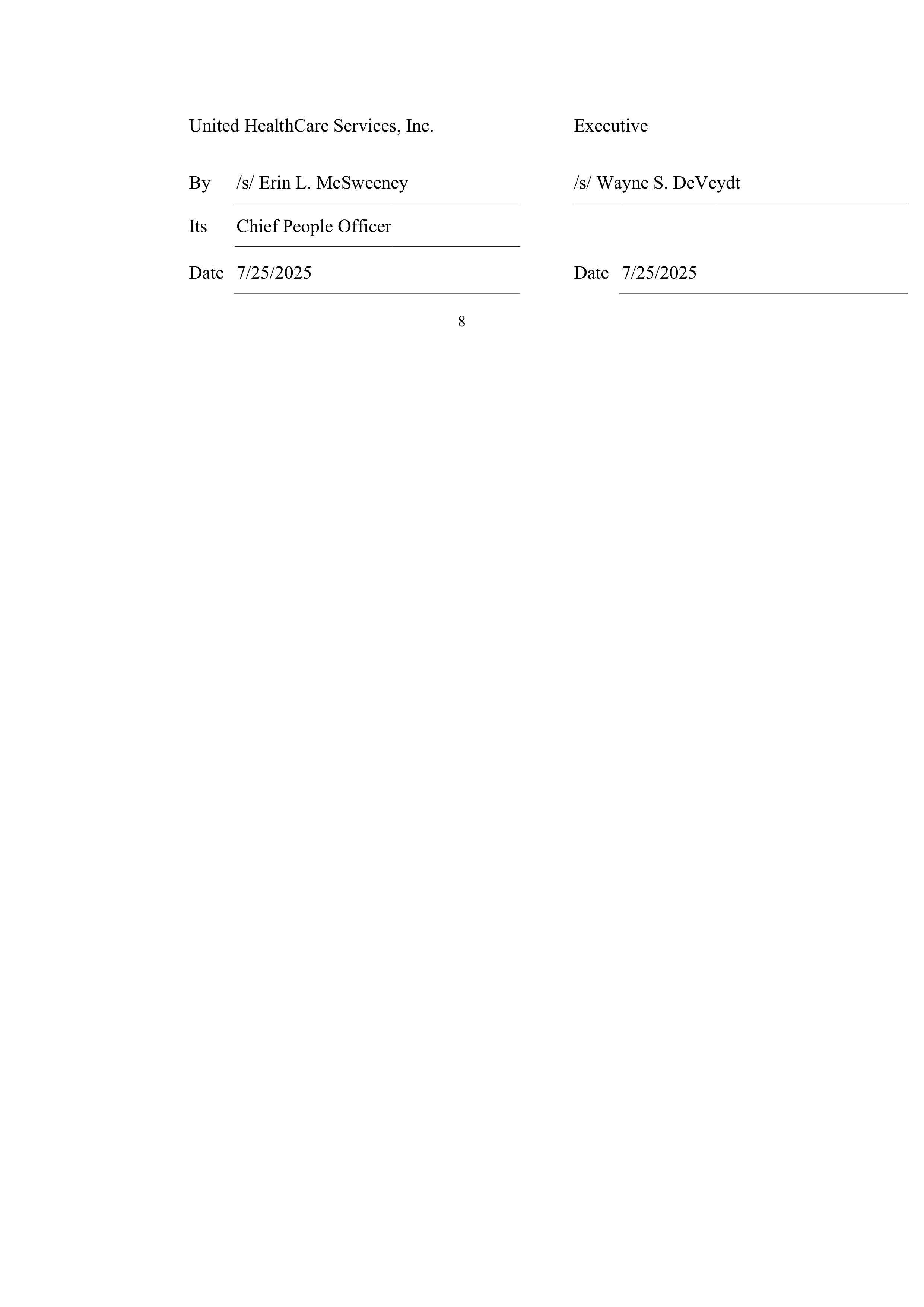UnitedHealth Employment Agreement — page 10
