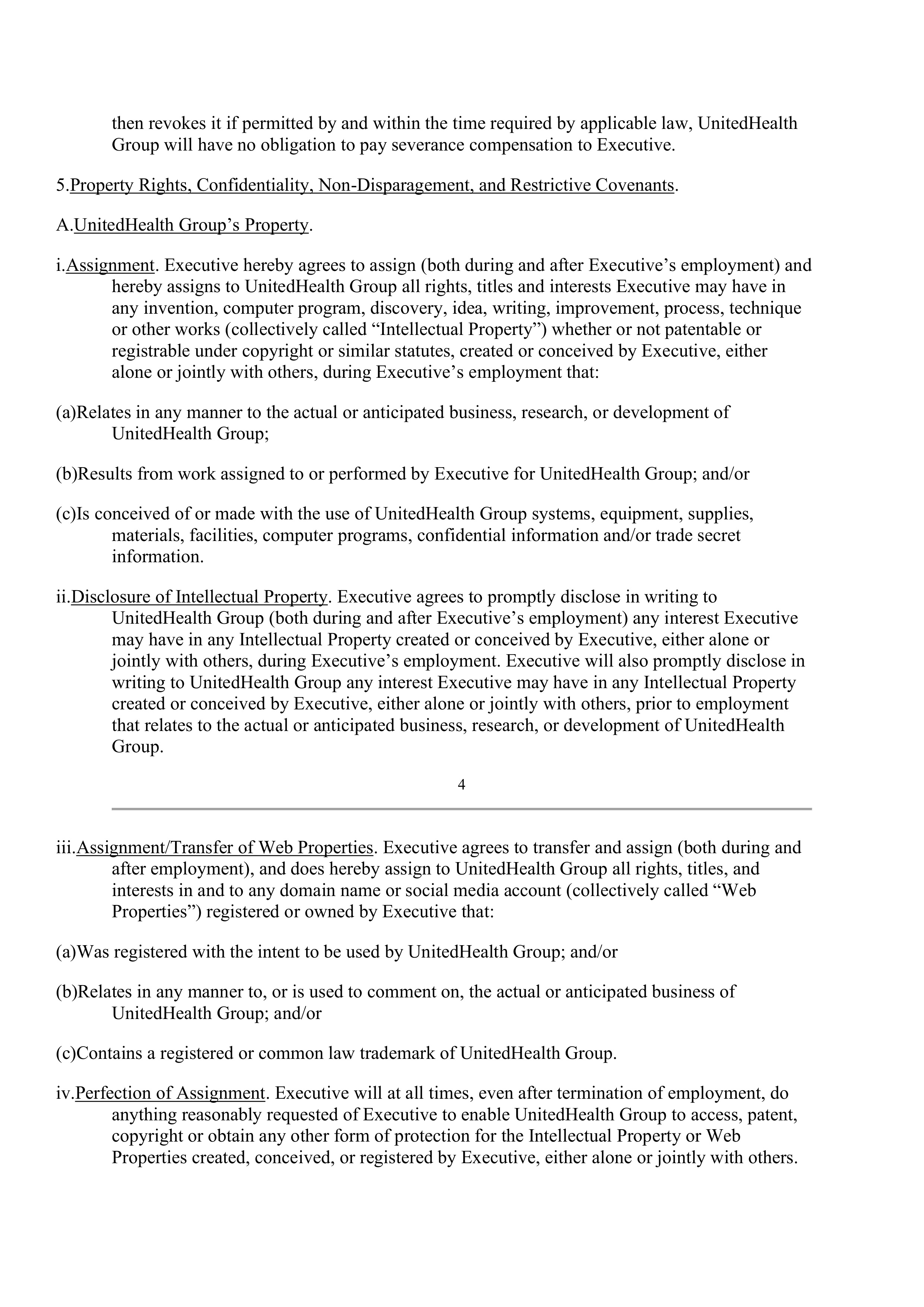 UnitedHealth Employment Agreement — page 5