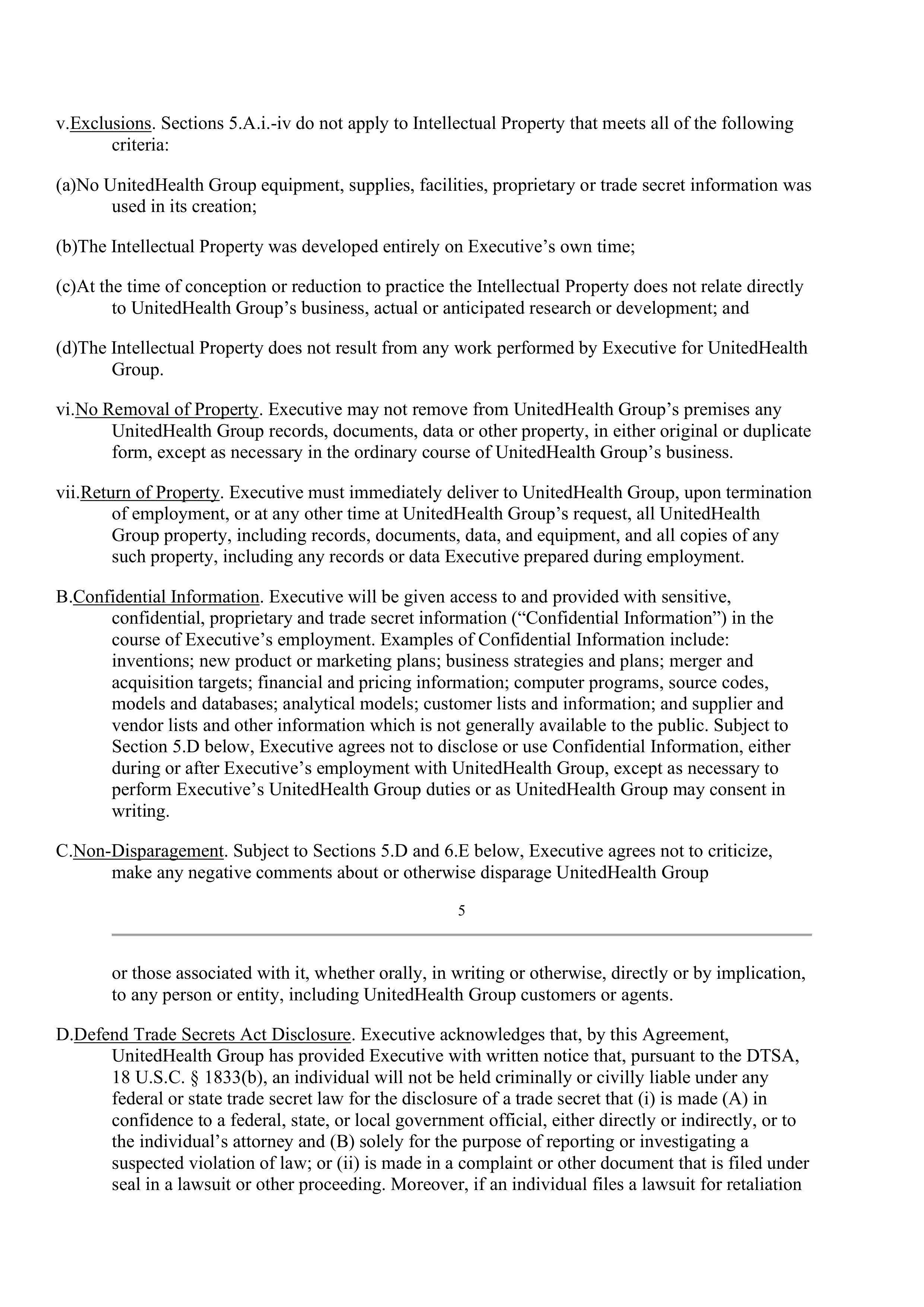 UnitedHealth Employment Agreement — page 6