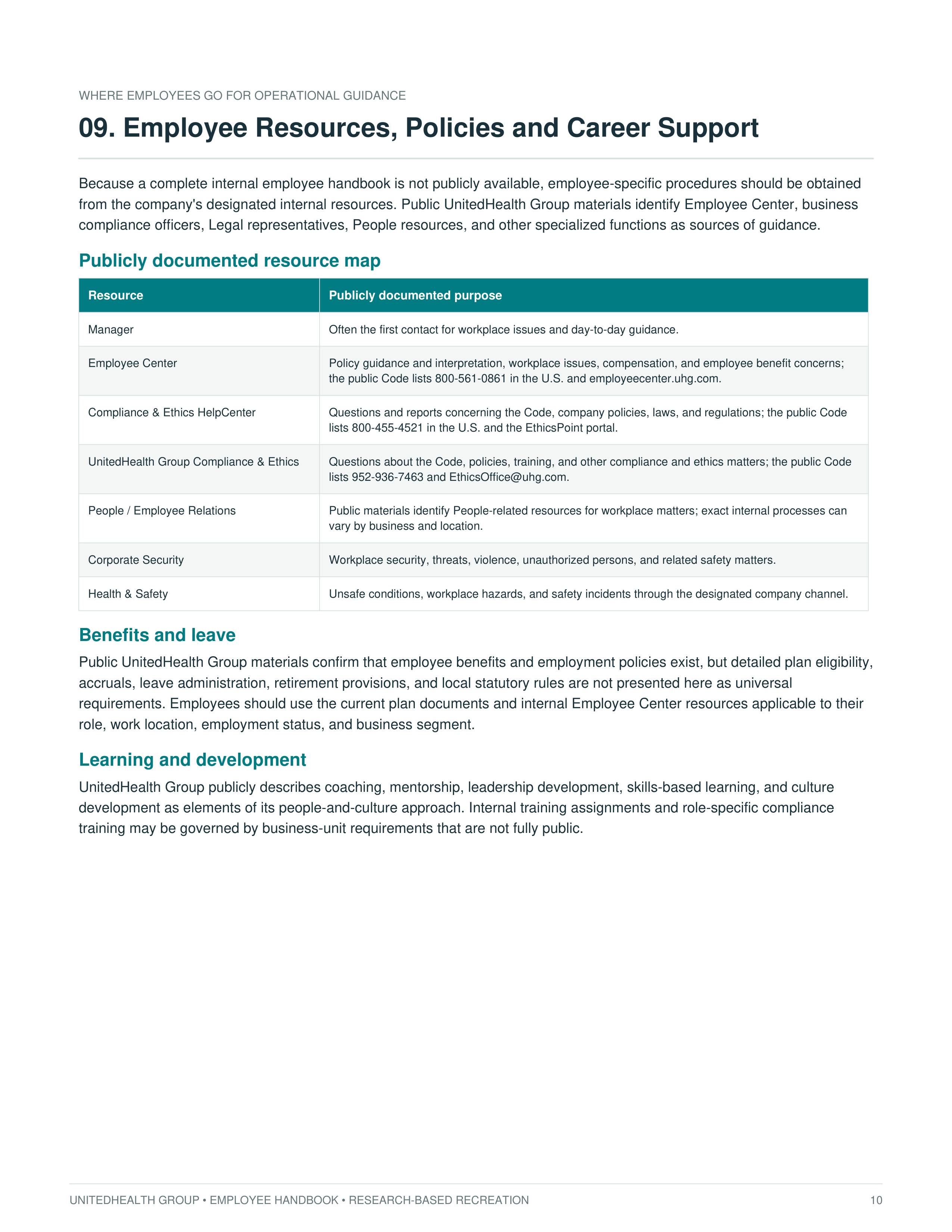 UnitedHealth Group Employee Handbook — page 10