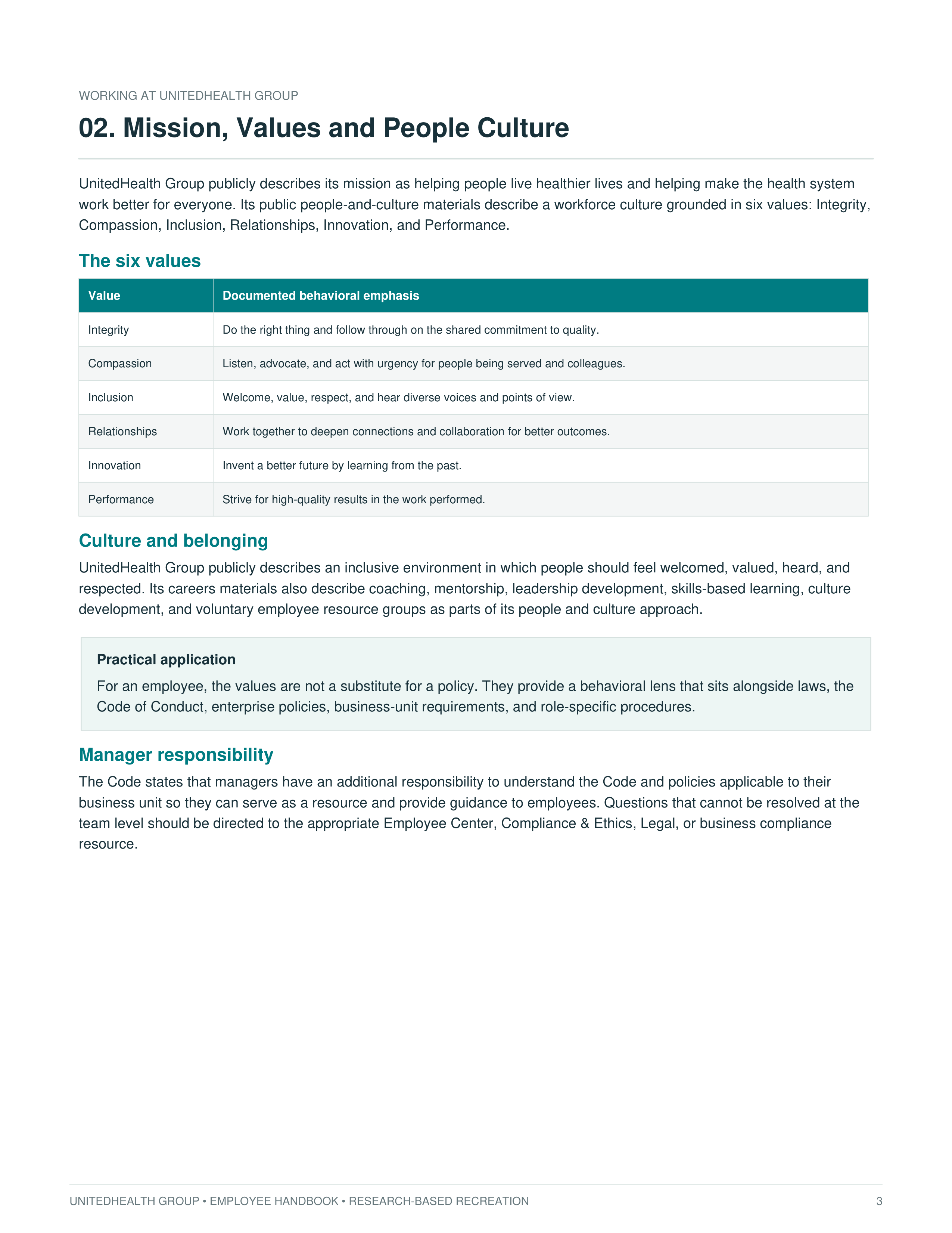 UnitedHealth Group Employee Handbook — page 3