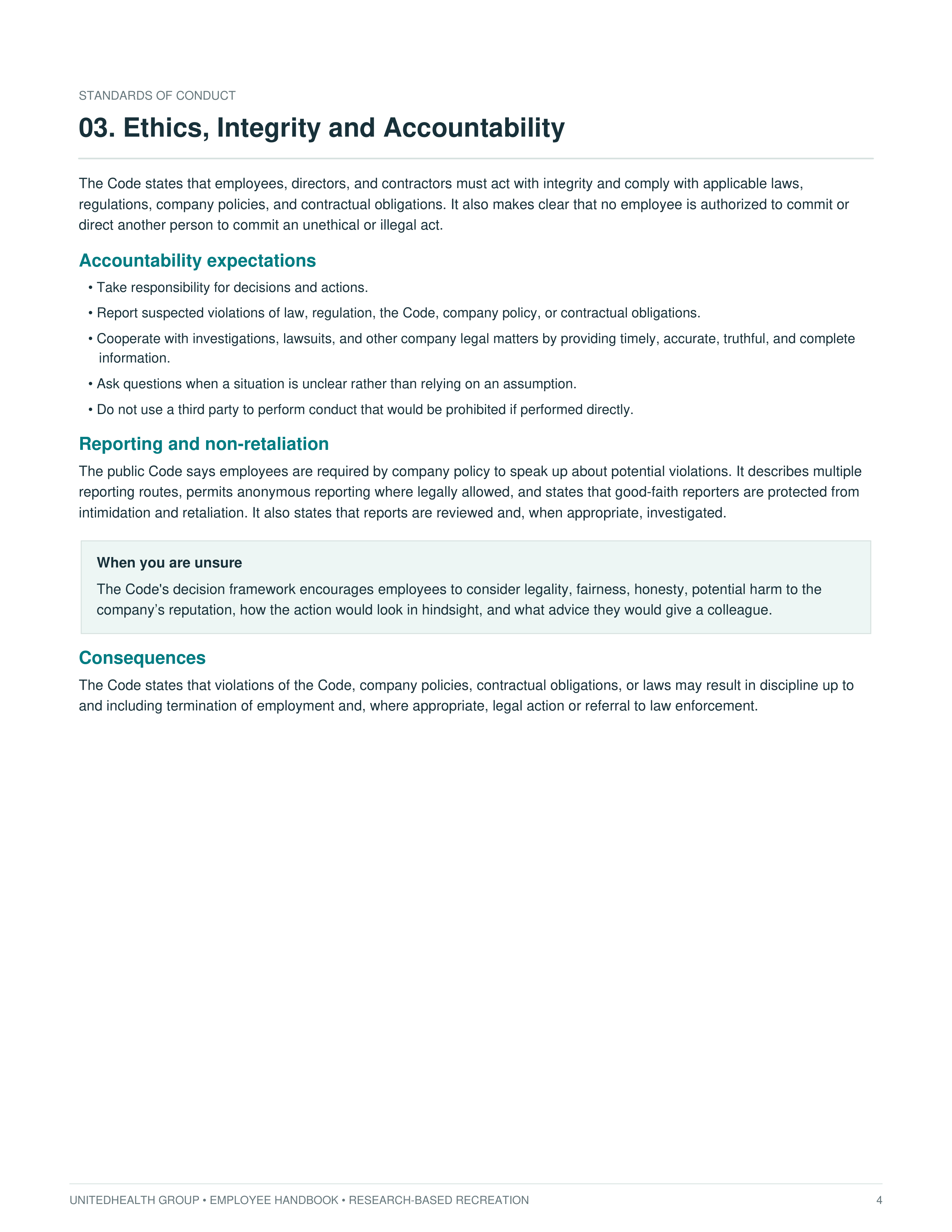 UnitedHealth Group Employee Handbook — page 4
