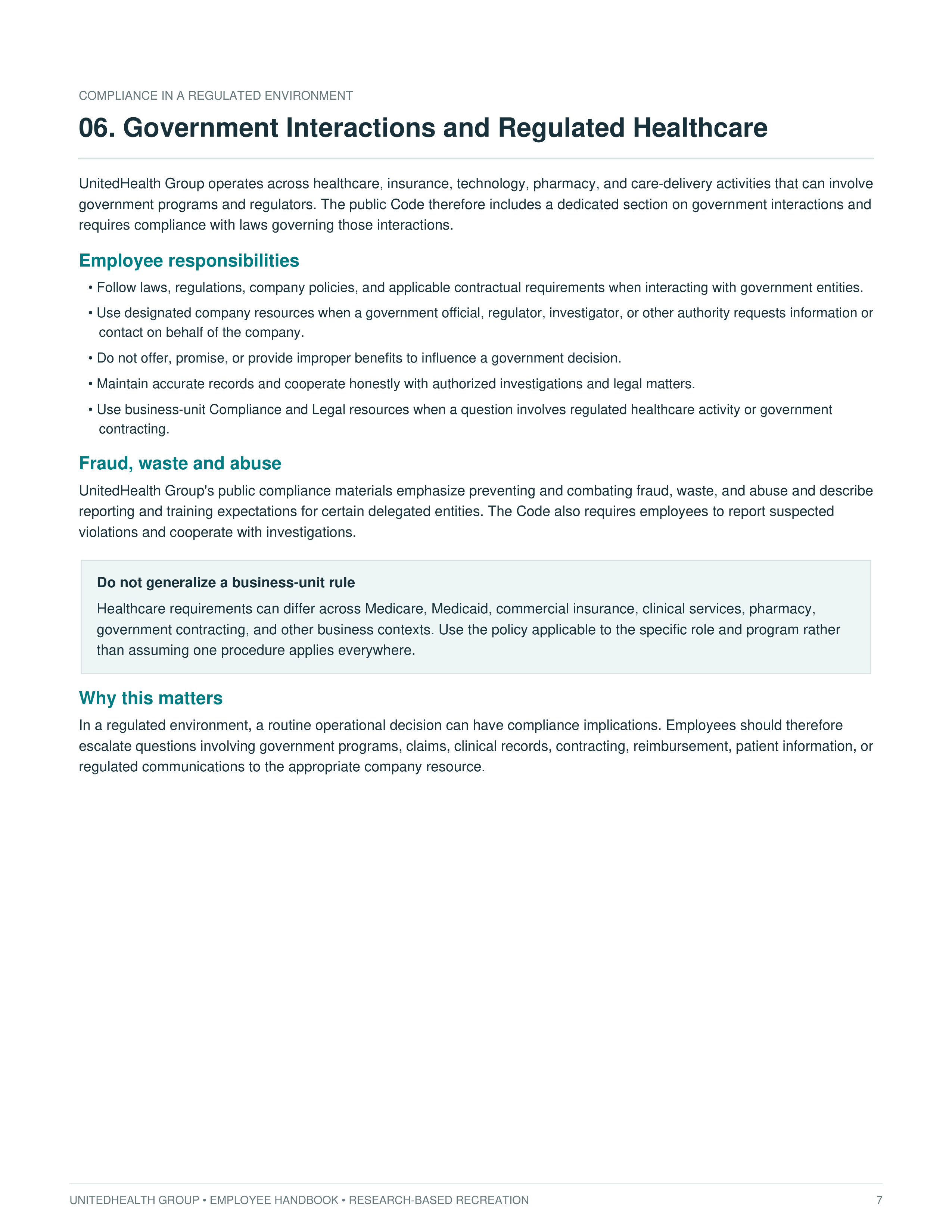 UnitedHealth Group Employee Handbook — page 7