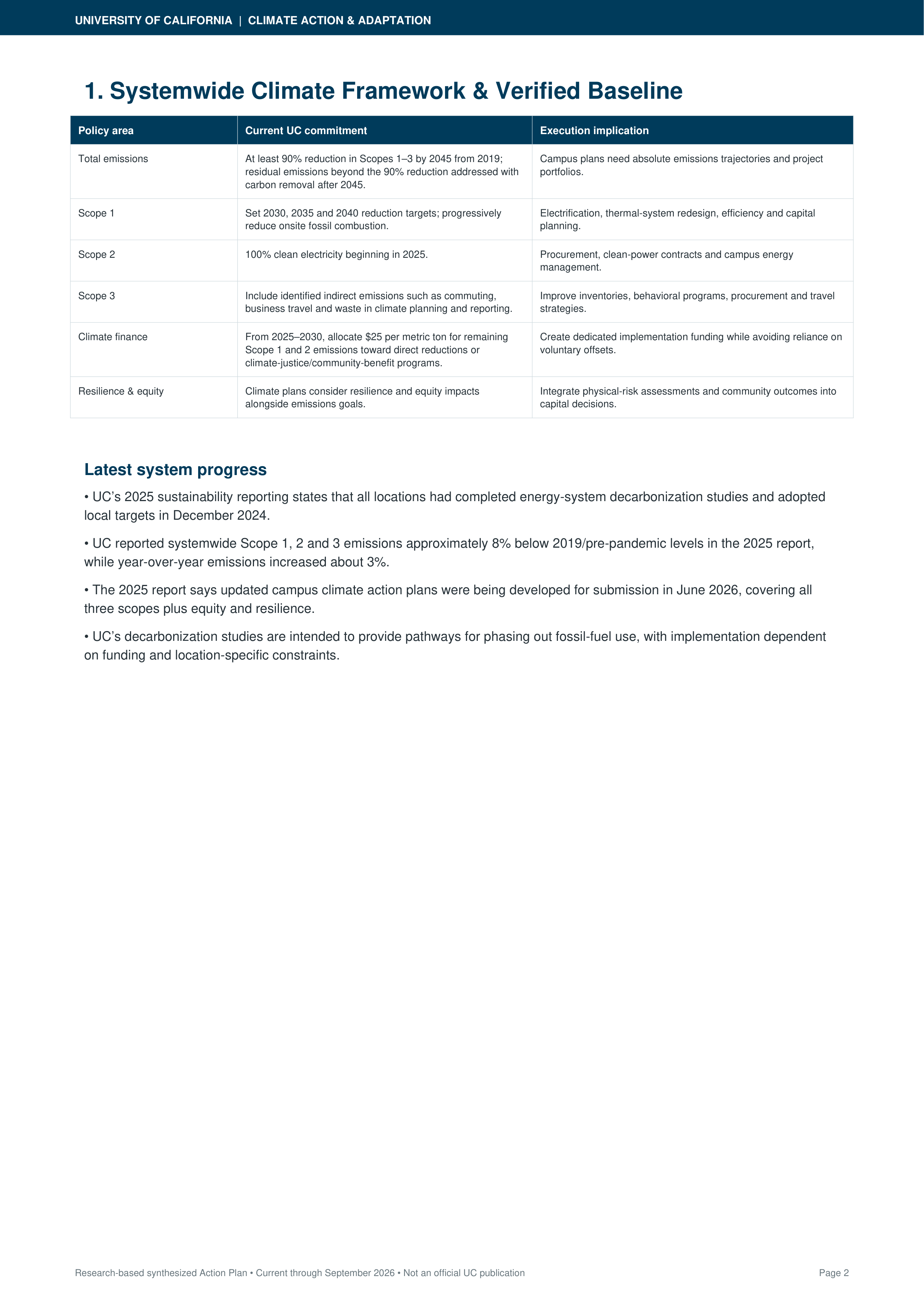 University of California’s Climate Action & Adaptation Plan — page 2