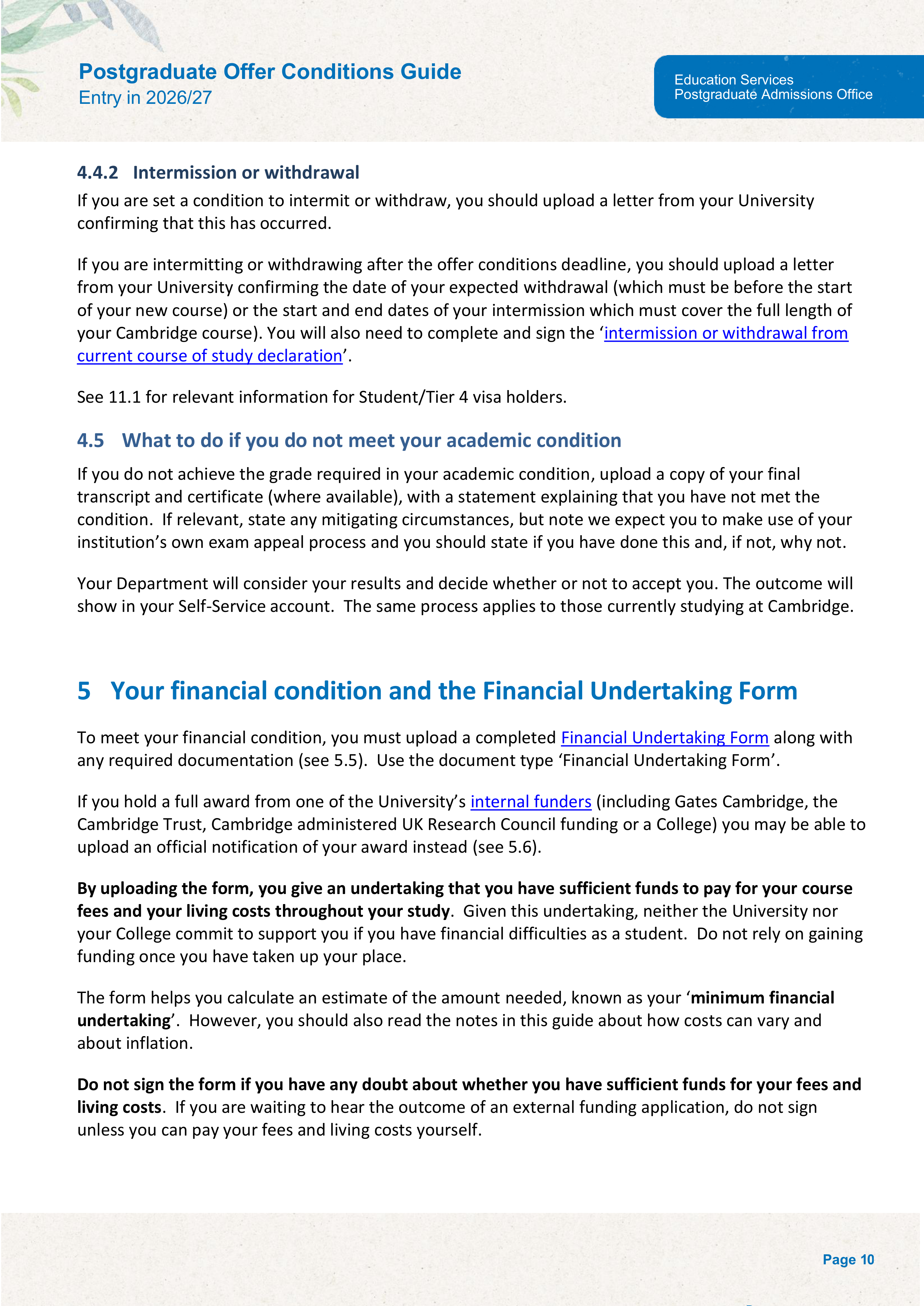 University of Cambridge Postgraduate Offer Conditions Guide — page 14