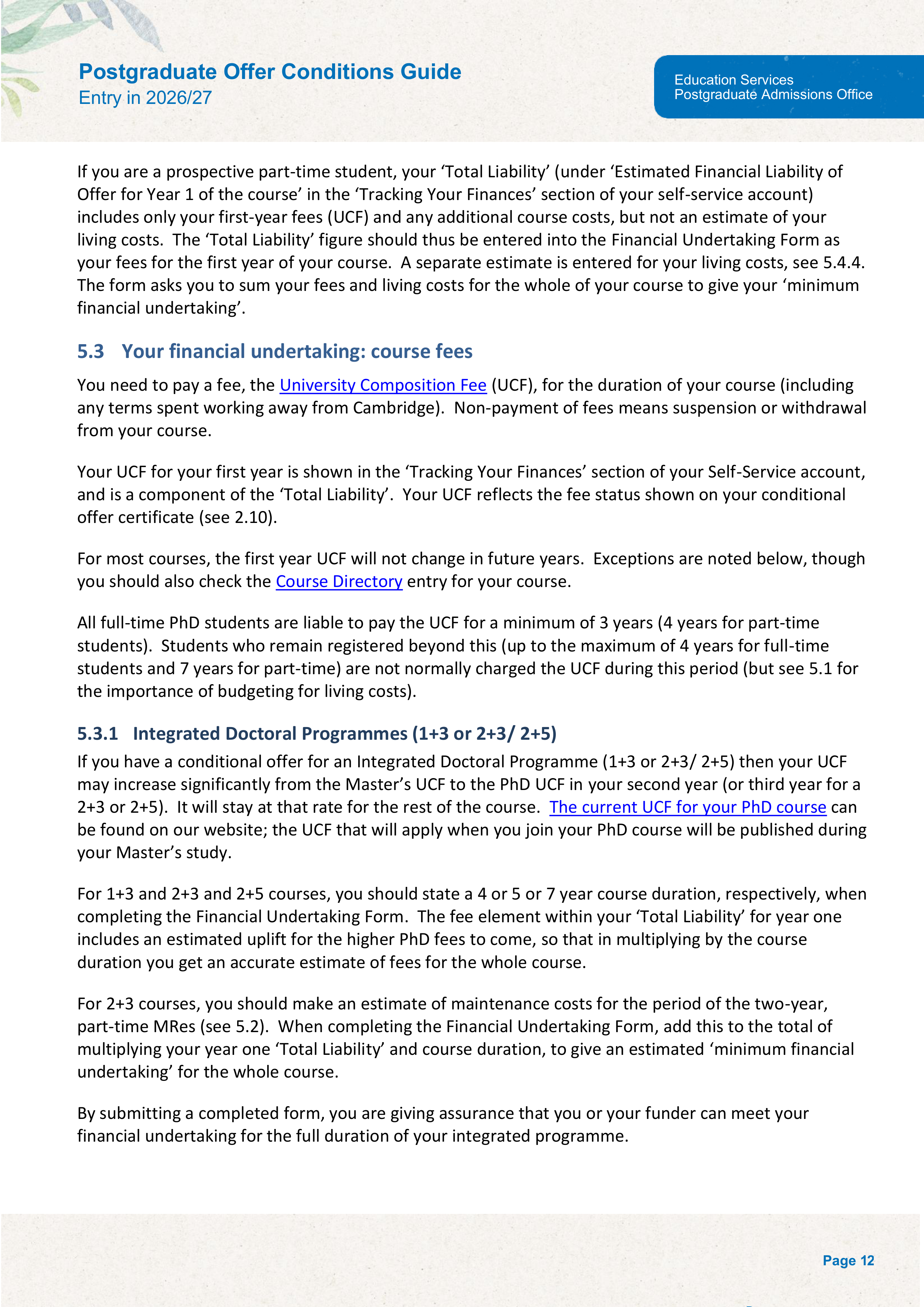 University of Cambridge Postgraduate Offer Conditions Guide — page 16