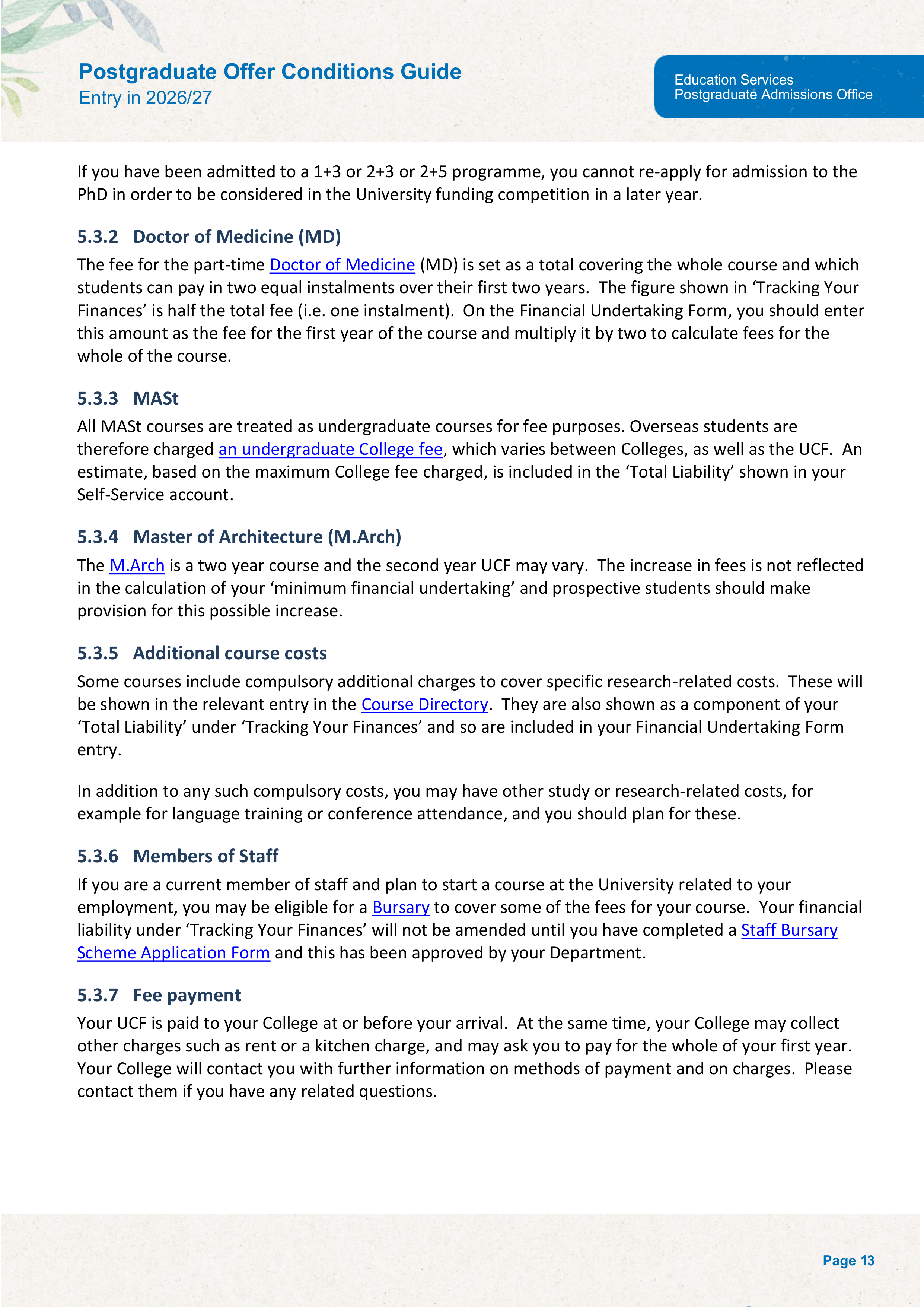 University of Cambridge Postgraduate Offer Conditions Guide — page 17