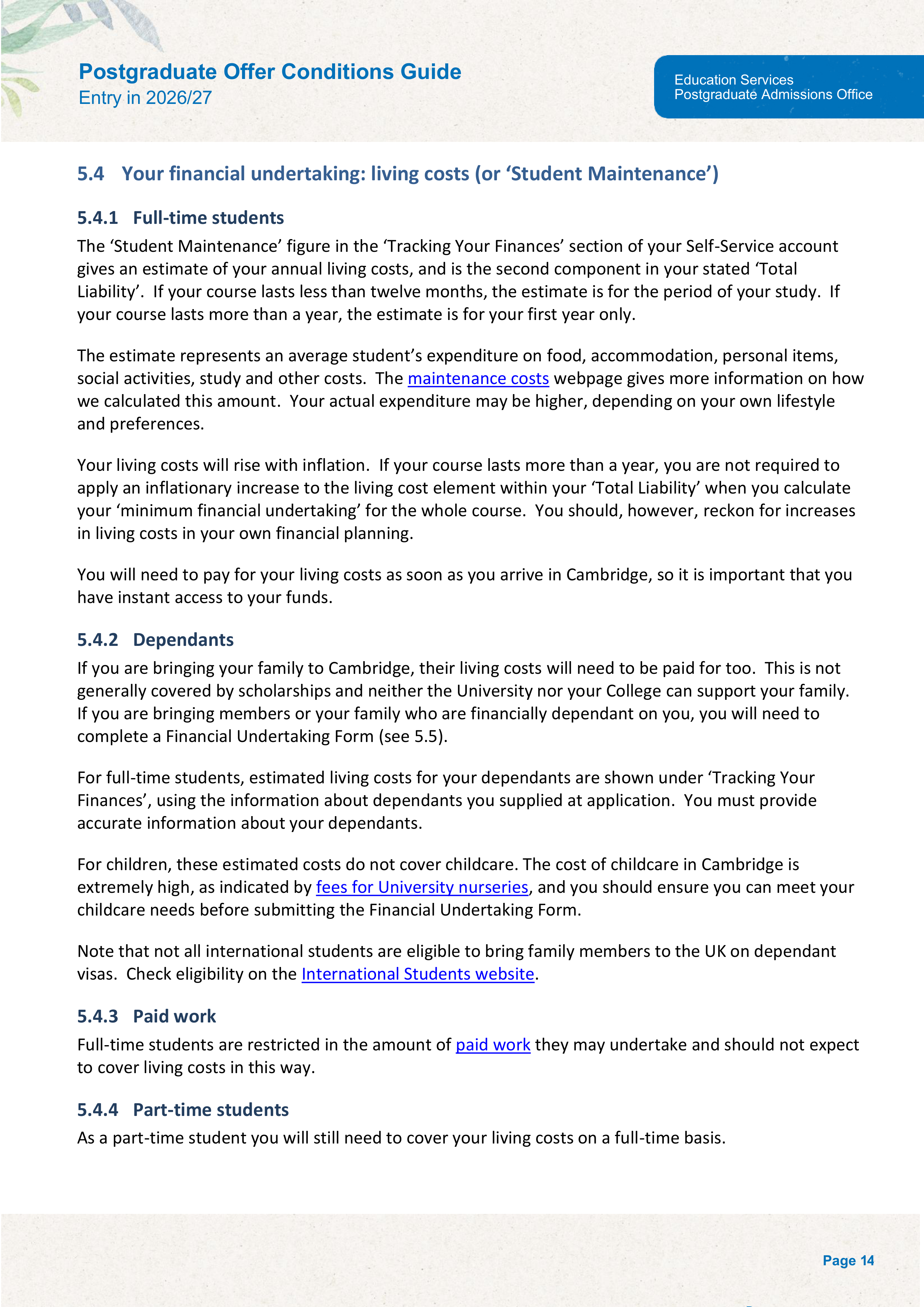 University of Cambridge Postgraduate Offer Conditions Guide — page 18