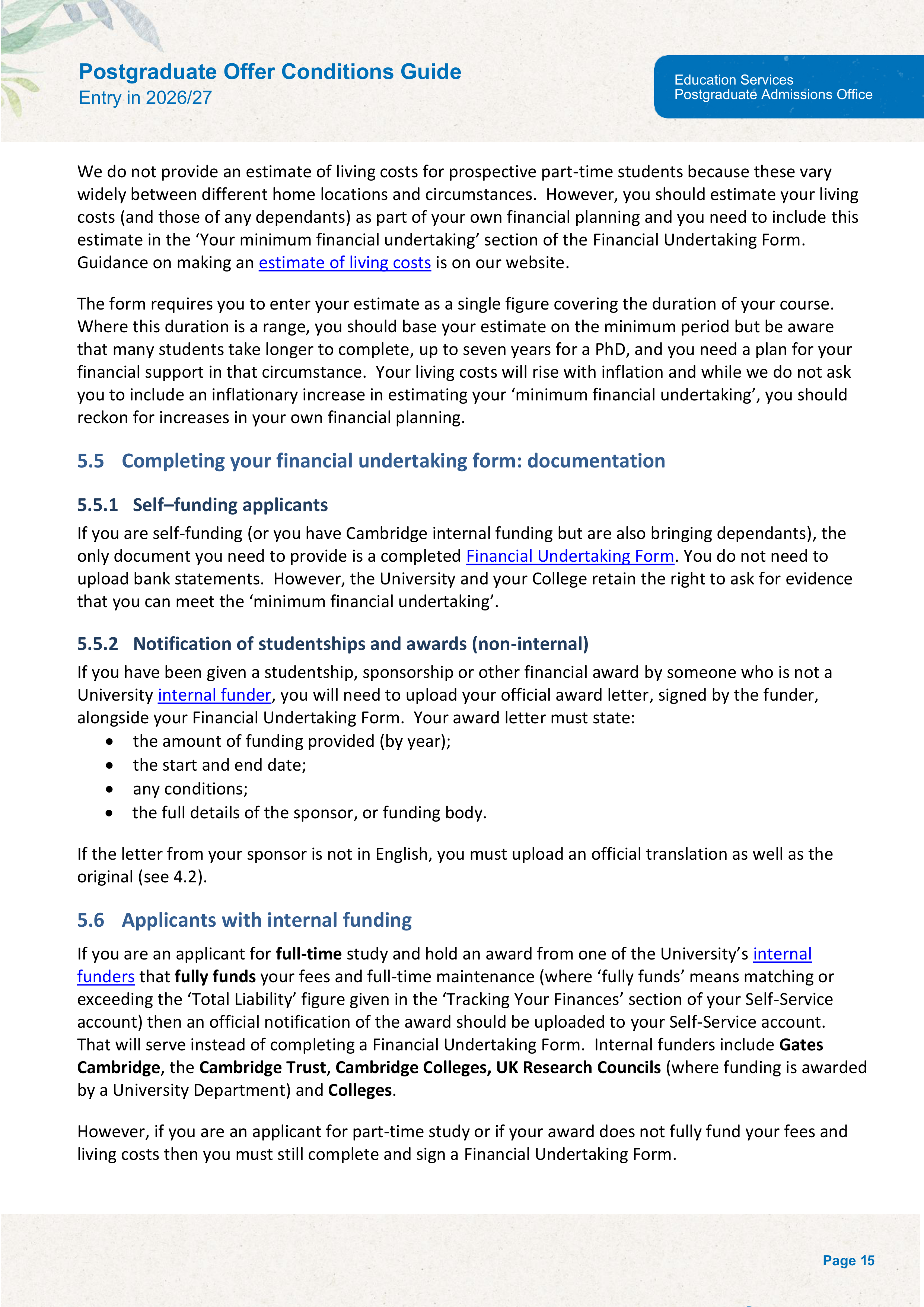 University of Cambridge Postgraduate Offer Conditions Guide — page 19