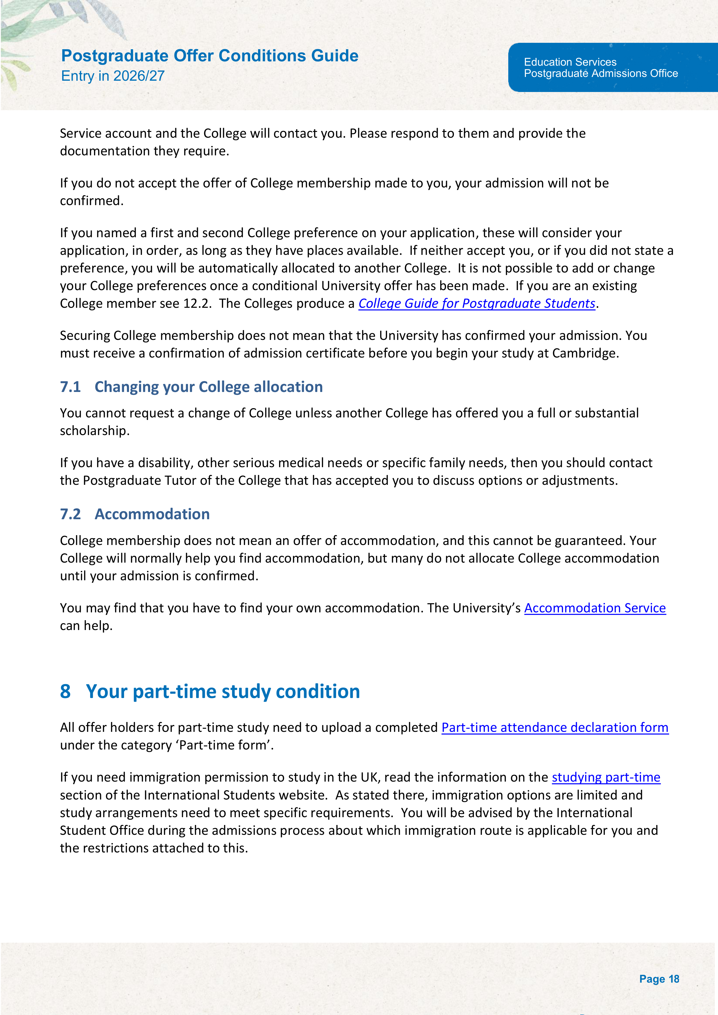 University of Cambridge Postgraduate Offer Conditions Guide — page 22