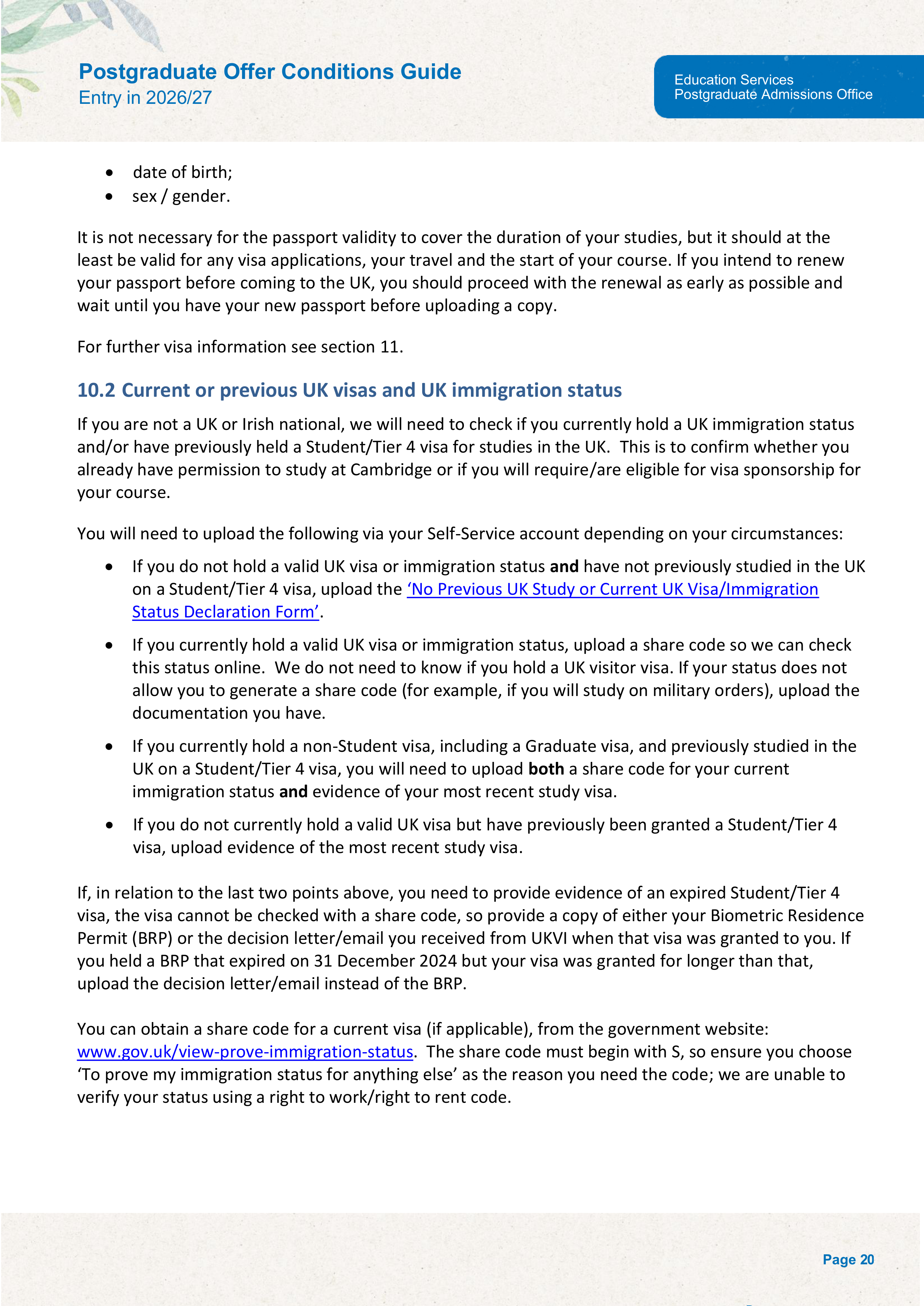 University of Cambridge Postgraduate Offer Conditions Guide — page 24