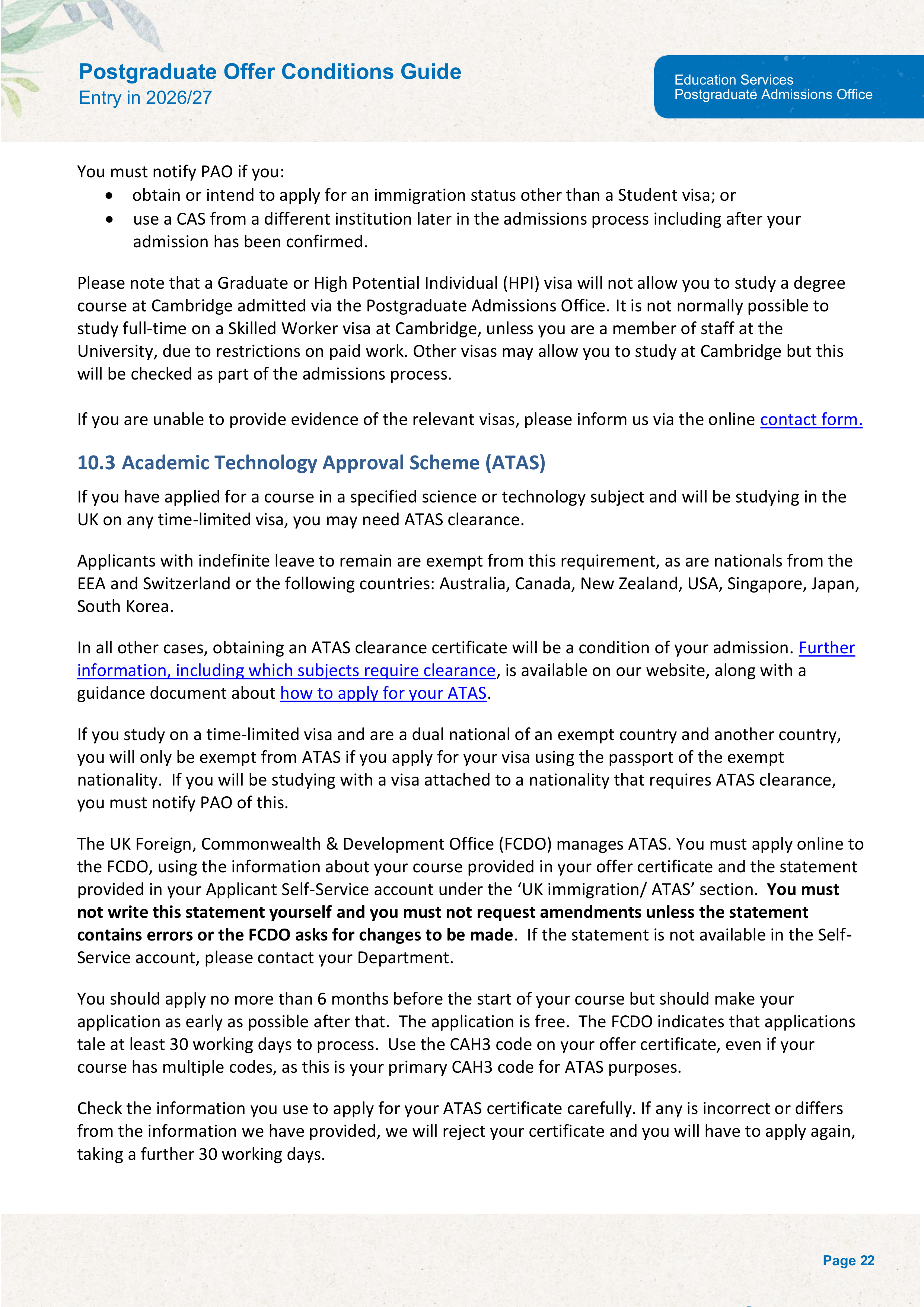 University of Cambridge Postgraduate Offer Conditions Guide — page 26