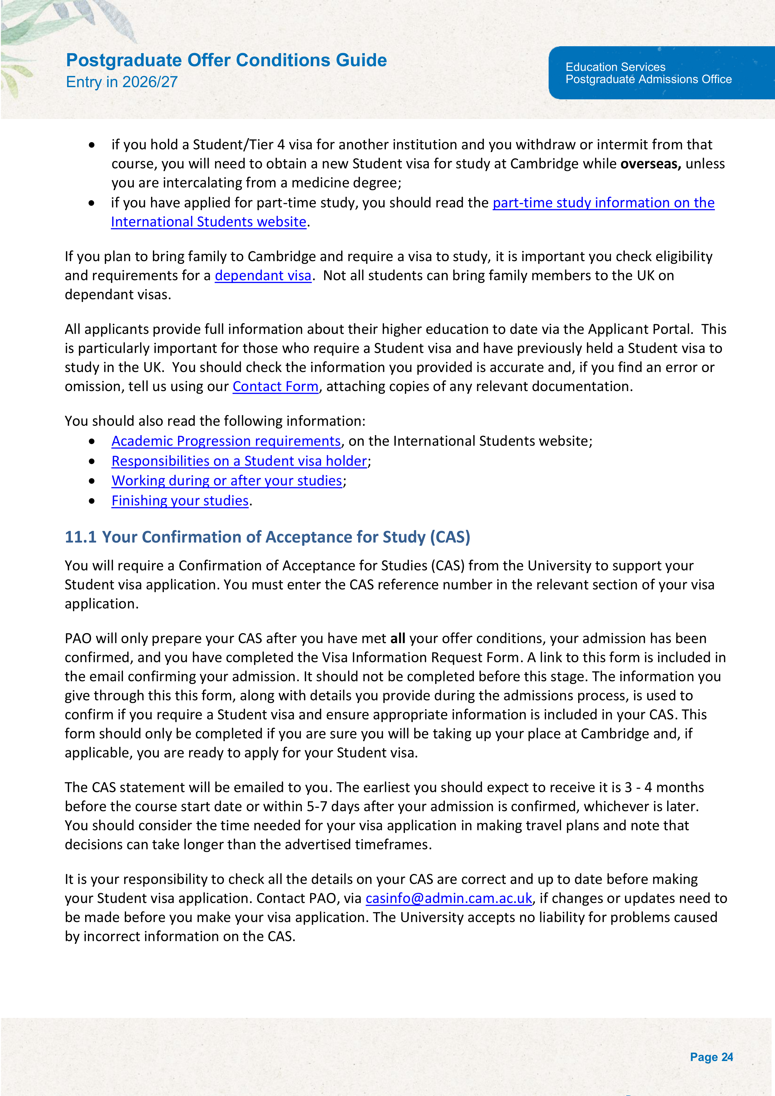 University of Cambridge Postgraduate Offer Conditions Guide — page 28