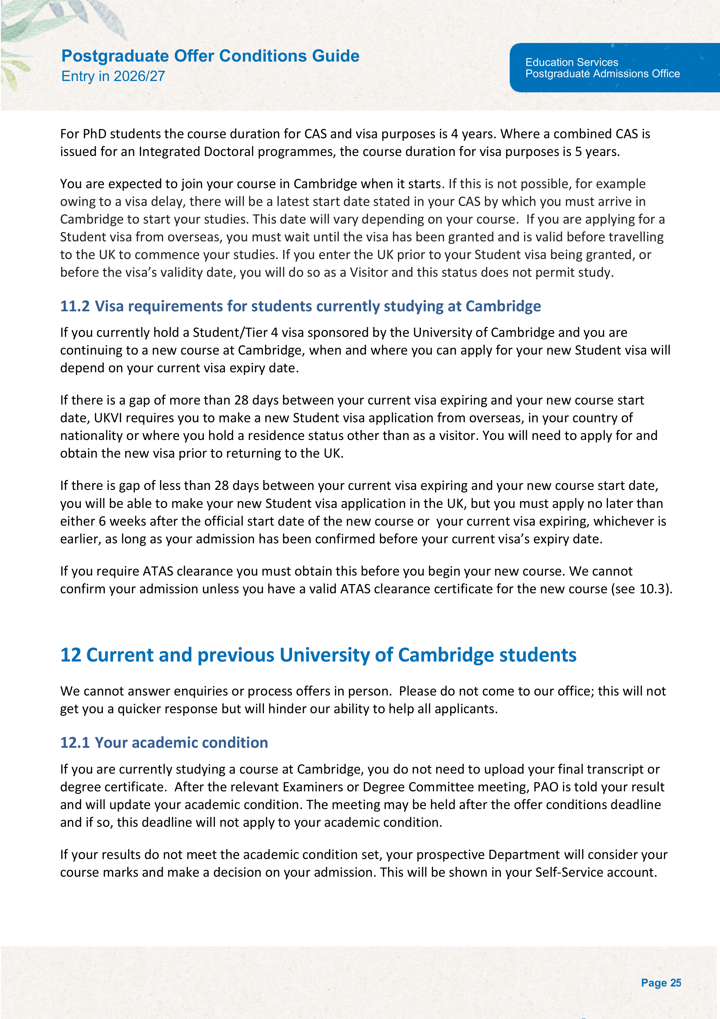 University of Cambridge Postgraduate Offer Conditions Guide — page 29