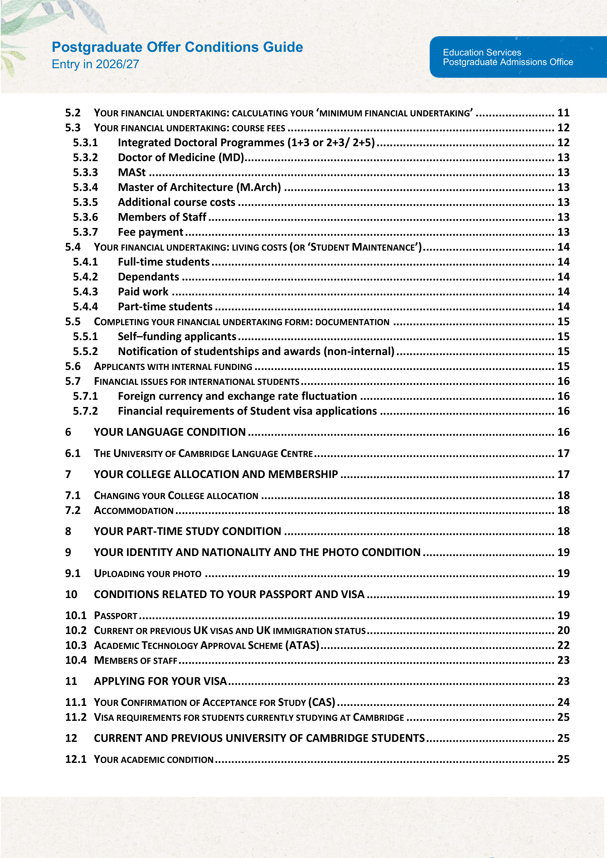 University of Cambridge Postgraduate Offer Conditions Guide — page 3