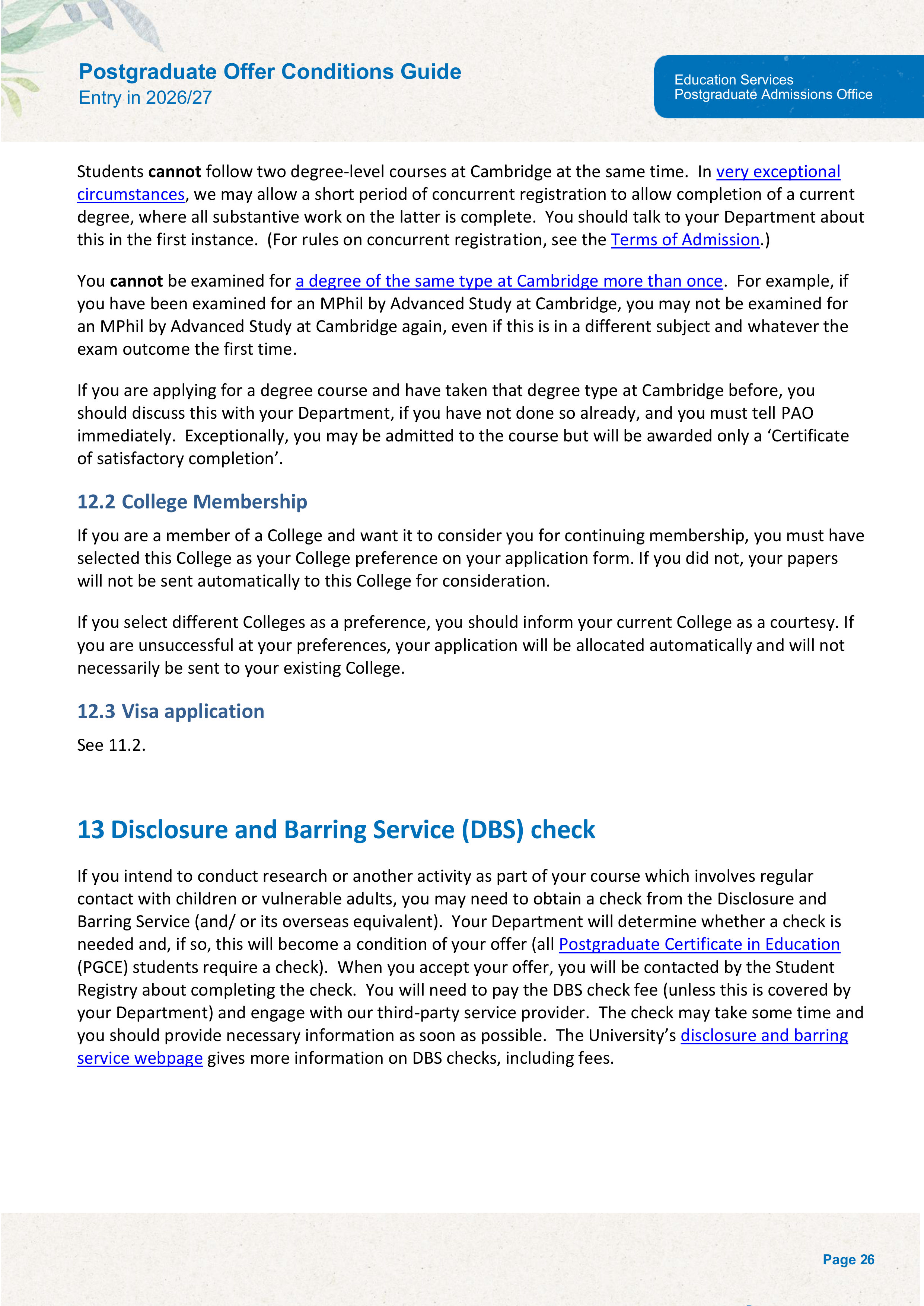 University of Cambridge Postgraduate Offer Conditions Guide — page 30