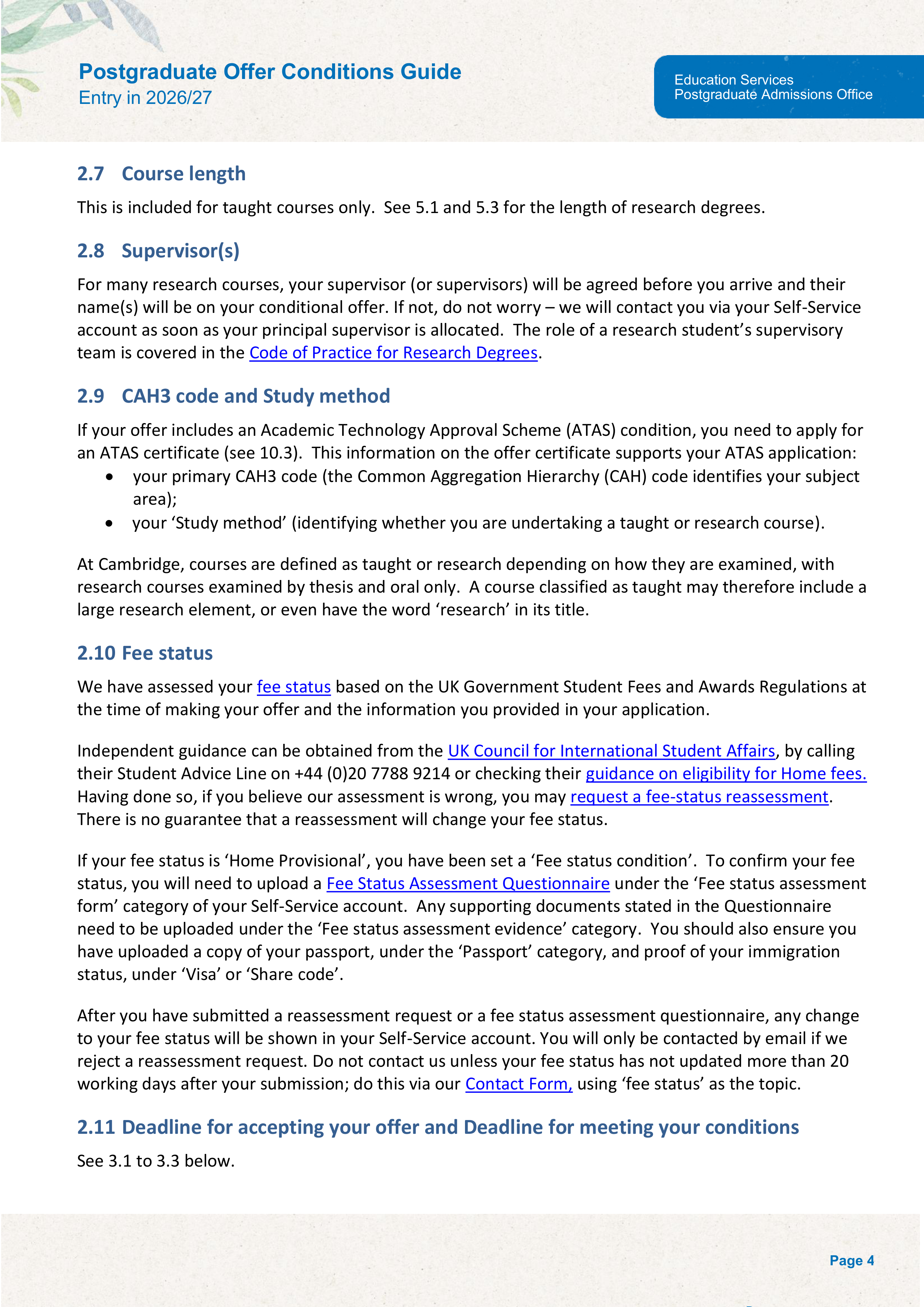 University of Cambridge Postgraduate Offer Conditions Guide — page 8